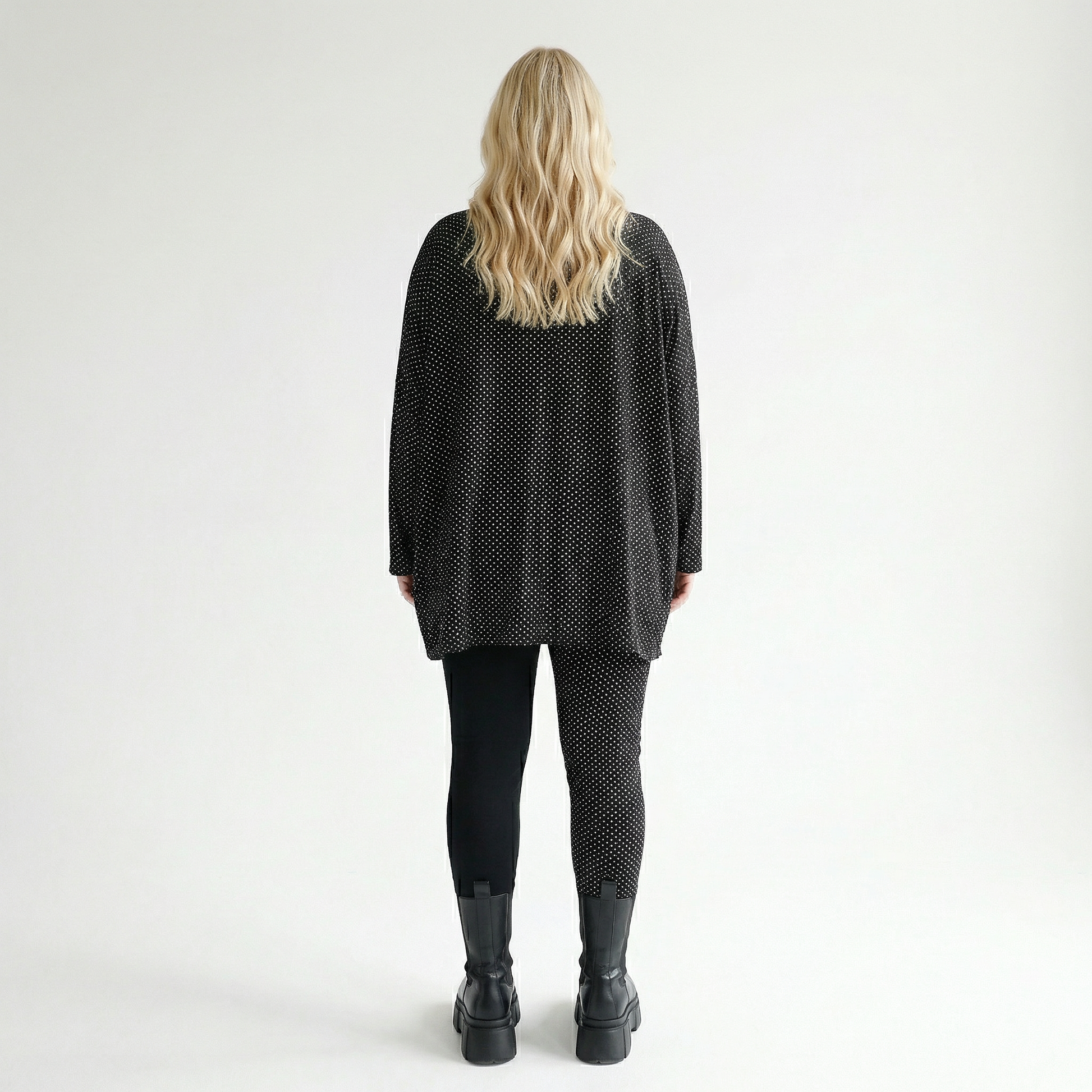  A-Form Bigshirt von AKH Fashion aus Viskose, 1558.00593, Schwarz/Weiß, Punkte, Ausgefallen