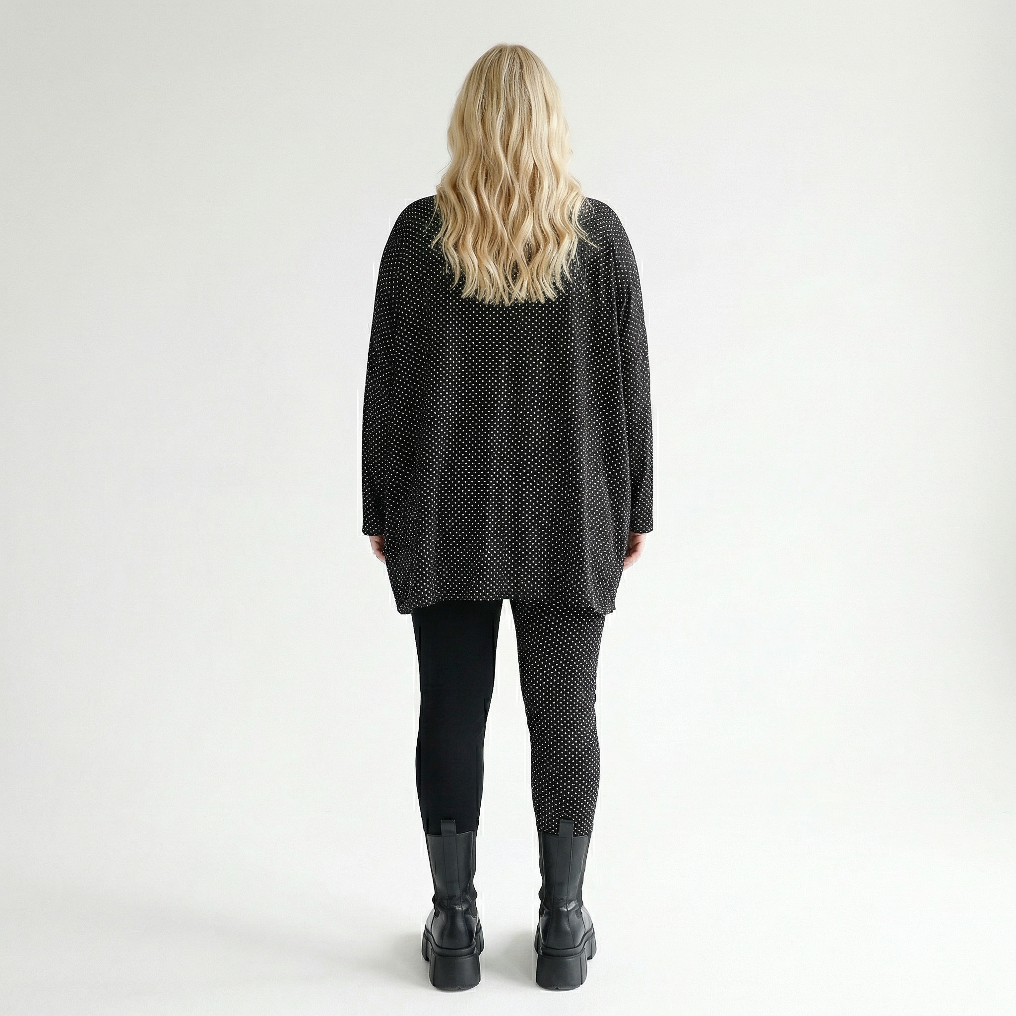  A-Form Bigshirt von AKH Fashion aus Viskose, 1558.00593, Schwarz/Weiß, Punkte, Ausgefallen