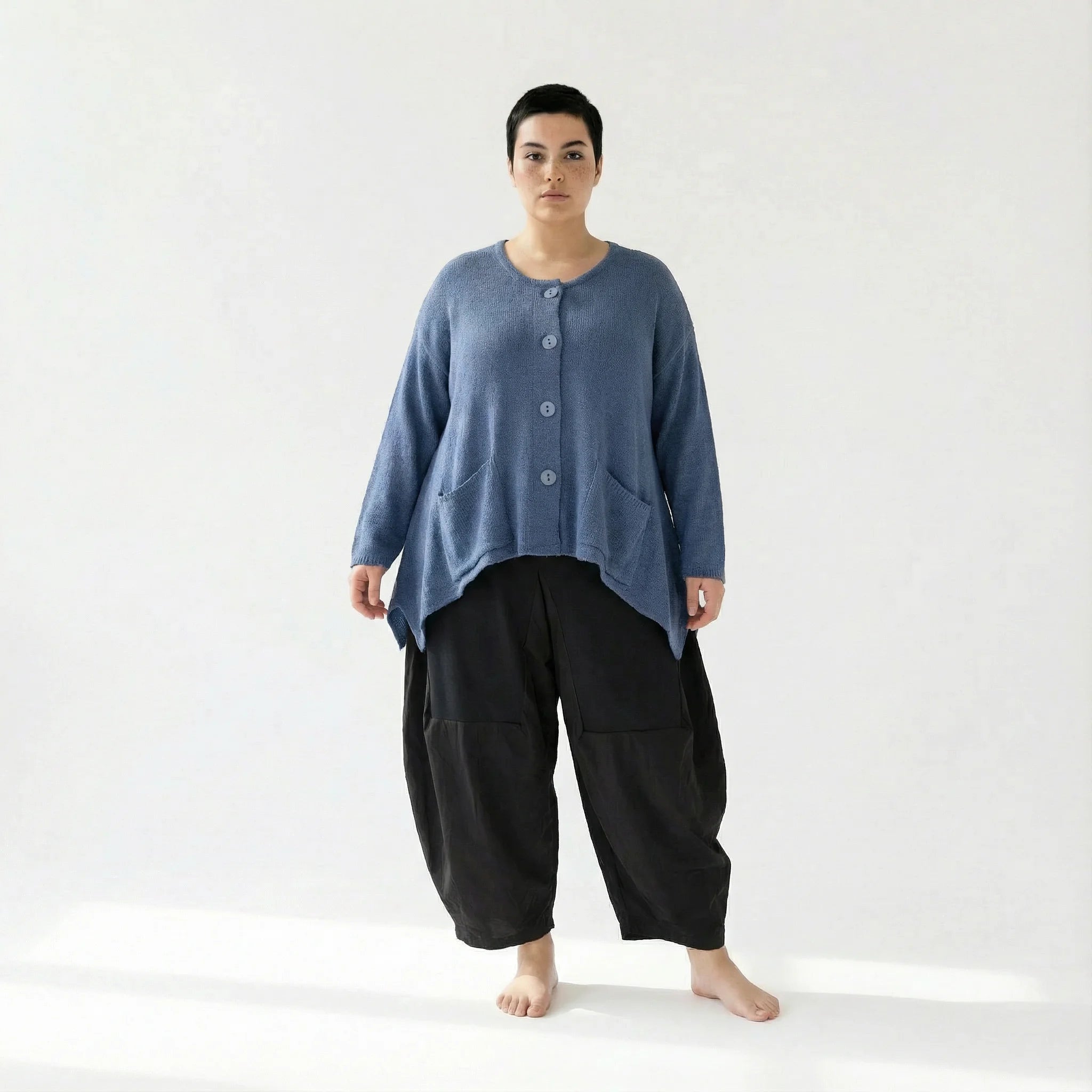 A-Form Jacke von AKH Fashion aus Viskose, 1537.00118, Azurblau, Meliert, Ausgefallen