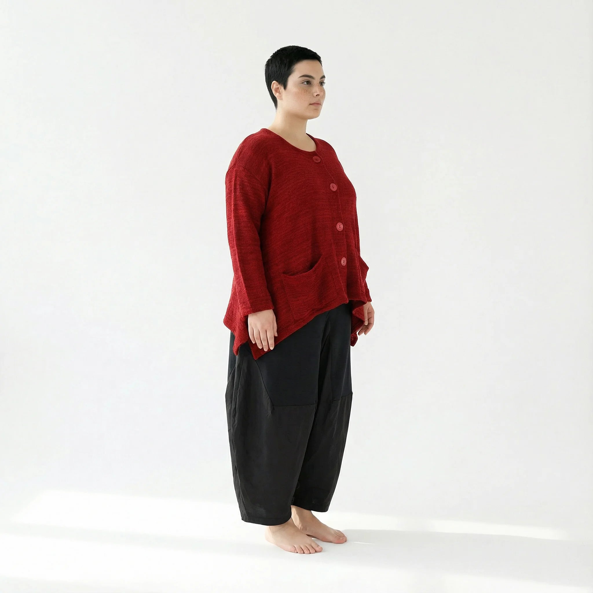 A-Form Jacke von AKH Fashion aus Viskose, 1537.00118, Bourdeaux, Meliert, Ausgefallen