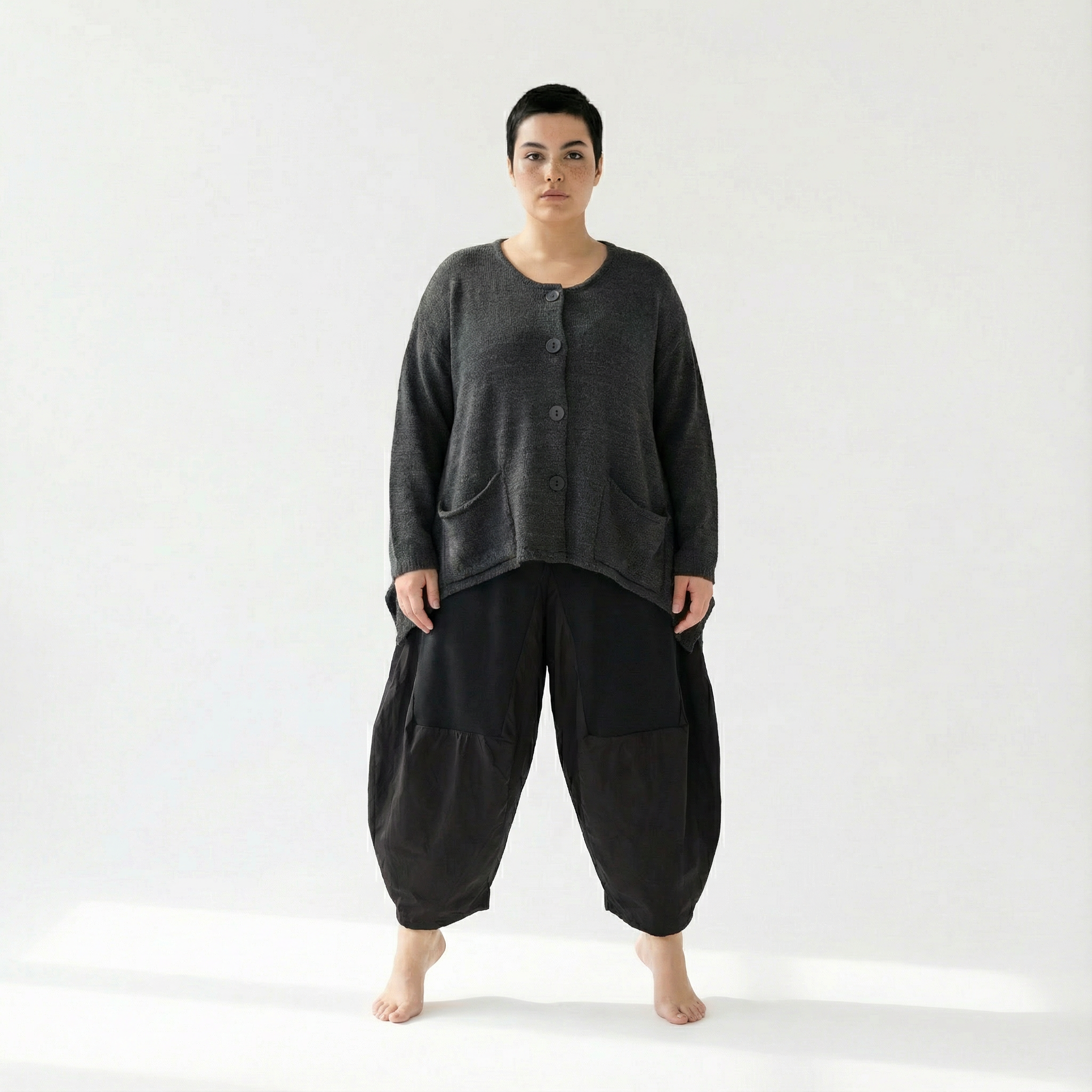 A-Form Jacke von AKH Fashion aus Viskose, 1537.00118, Dunkelgrau, Meliert, Ausgefallen