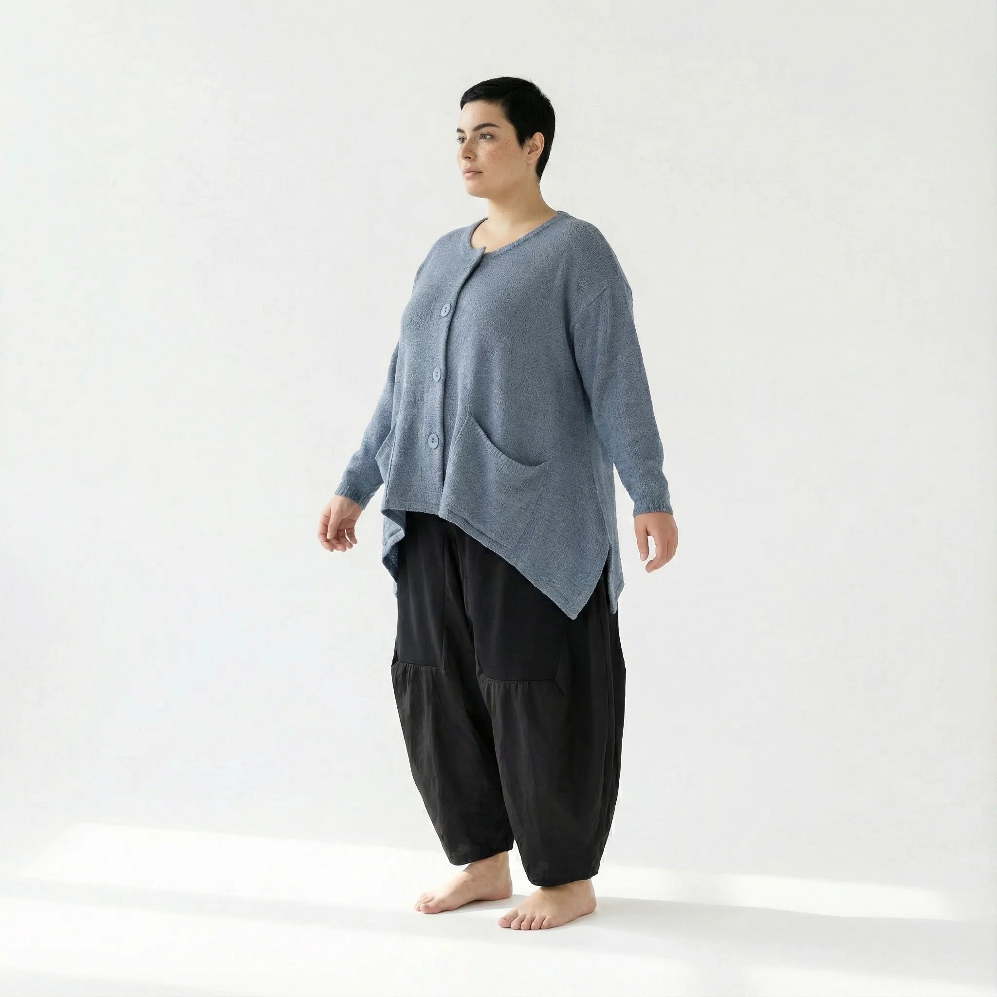  A-Form Jacke von AKH Fashion aus Viskose, 1537.00118, Himmelblau, Meliert, Ausgefallen