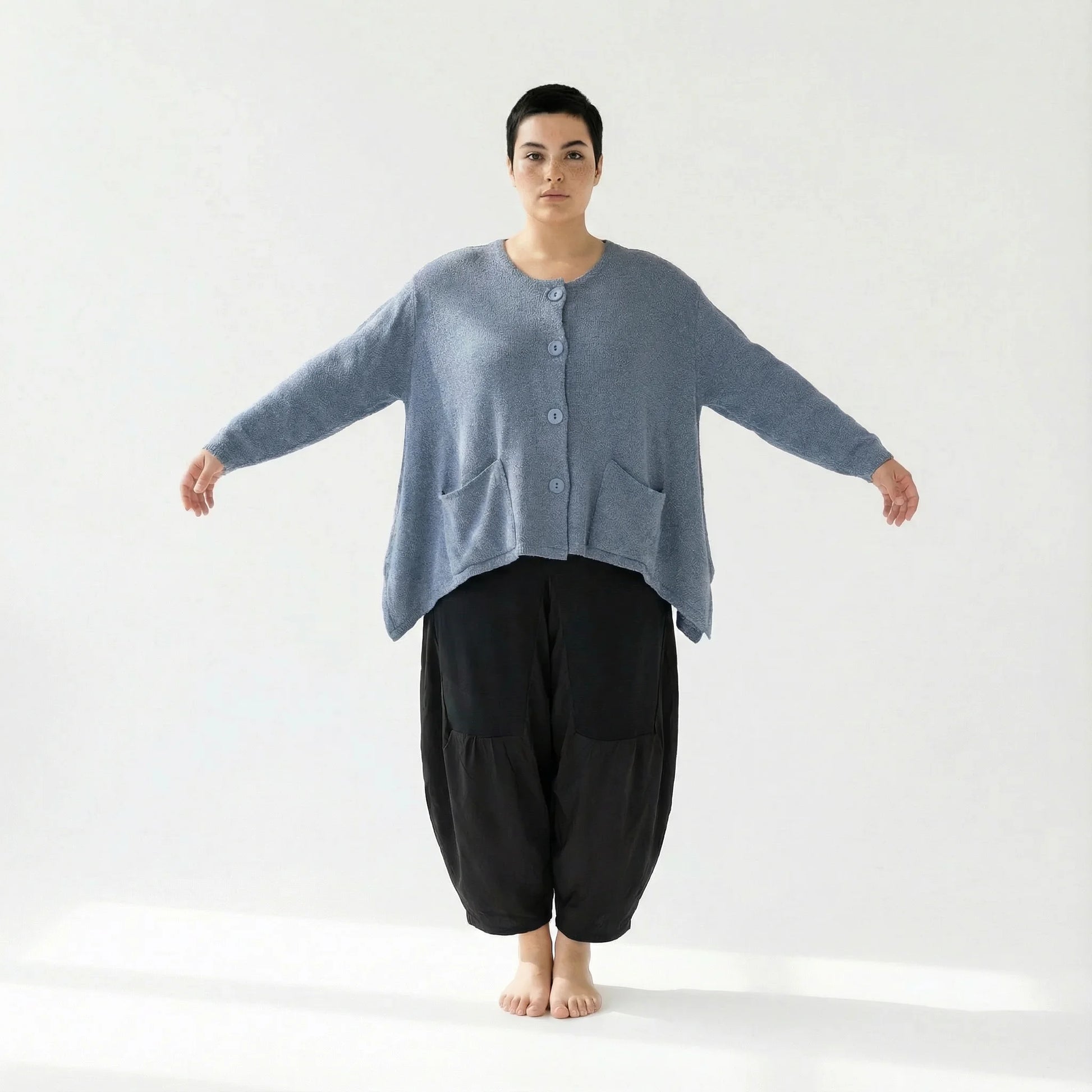  A-Form Jacke von AKH Fashion aus Viskose, 1537.00118, Himmelblau, Meliert, Ausgefallen