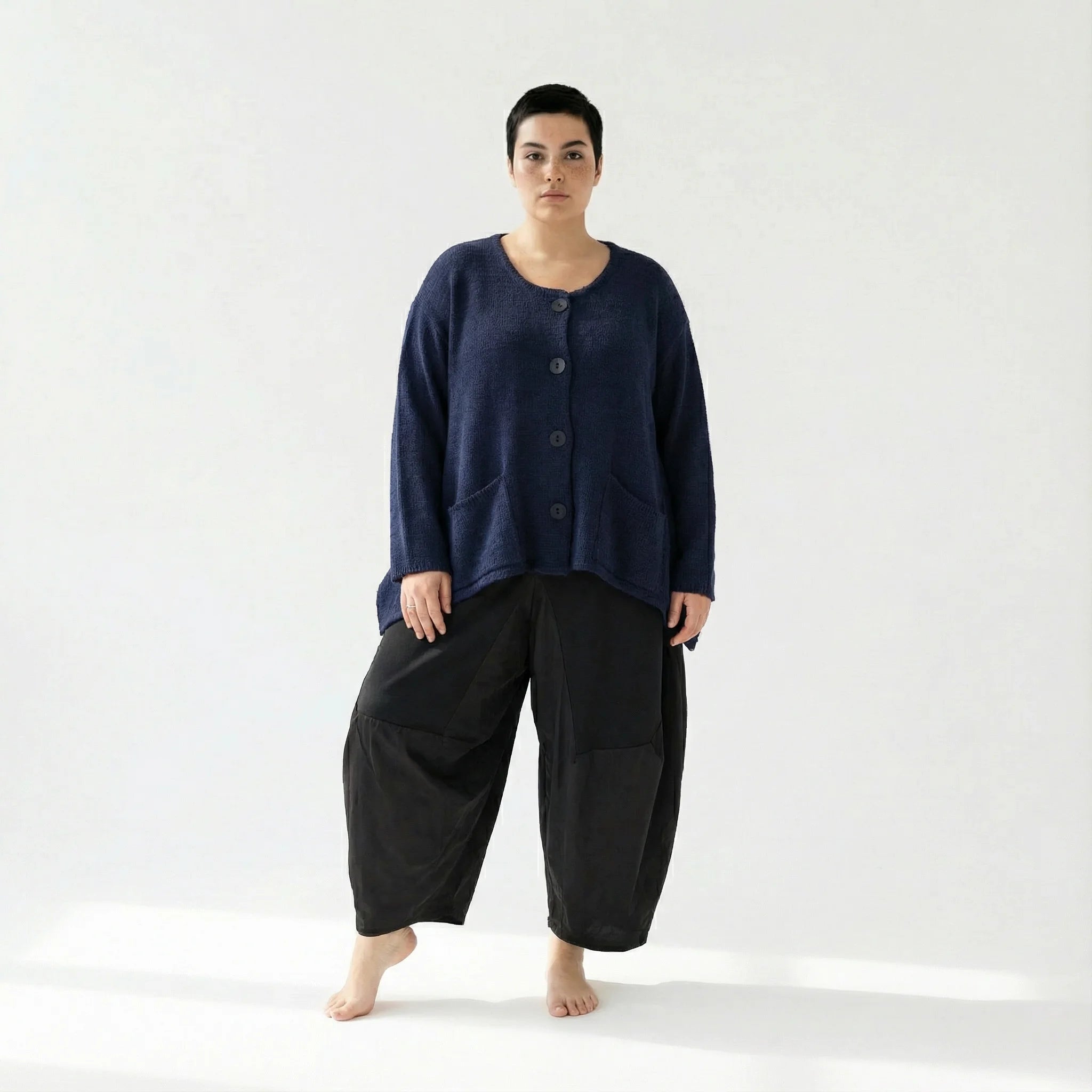  A-Form Jacke von AKH Fashion aus Viskose, 1537.00118, Marine, Meliert, Ausgefallen, Schick