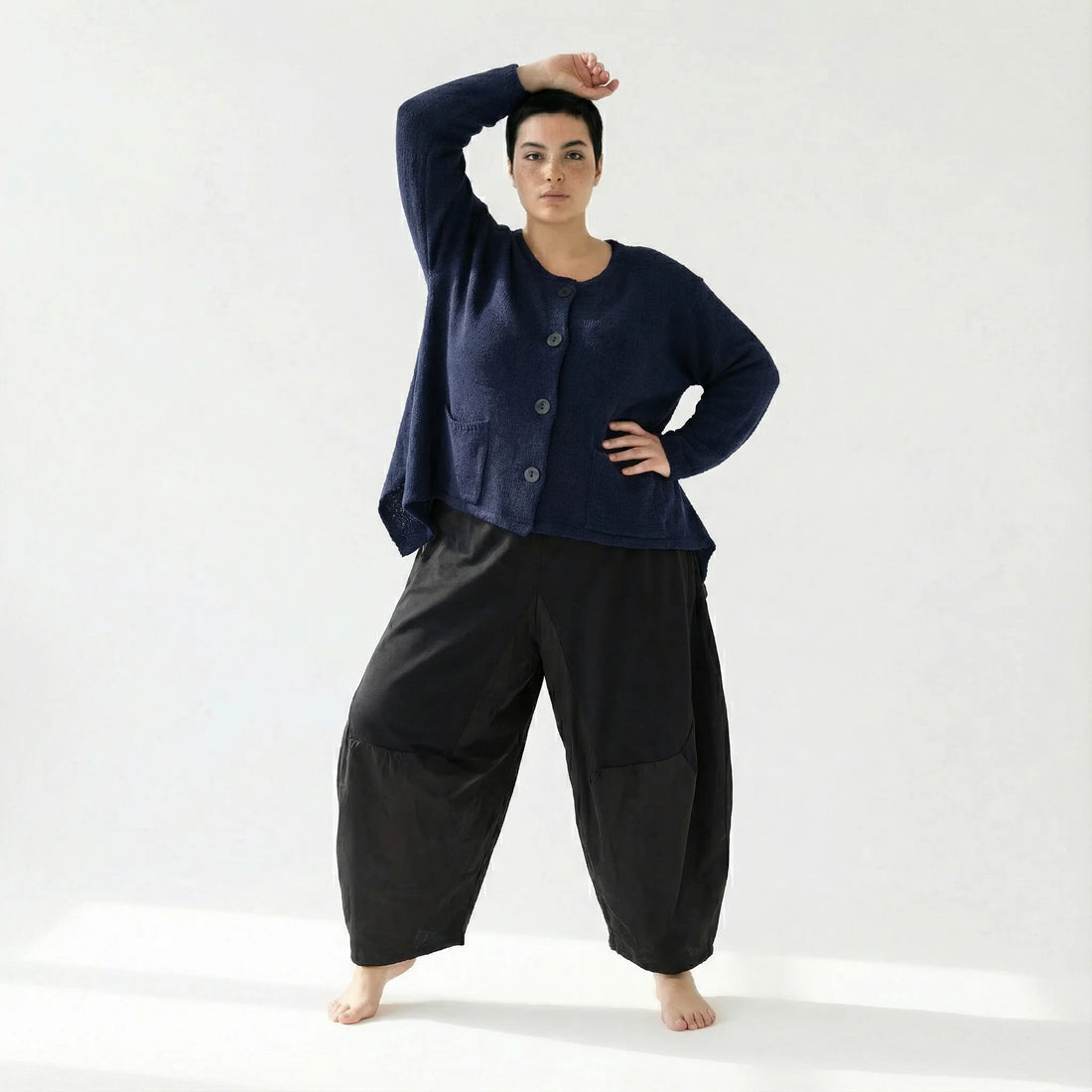  A-Form Jacke von AKH Fashion aus Viskose, 1537.00118, Marine, Meliert, Ausgefallen, Schick