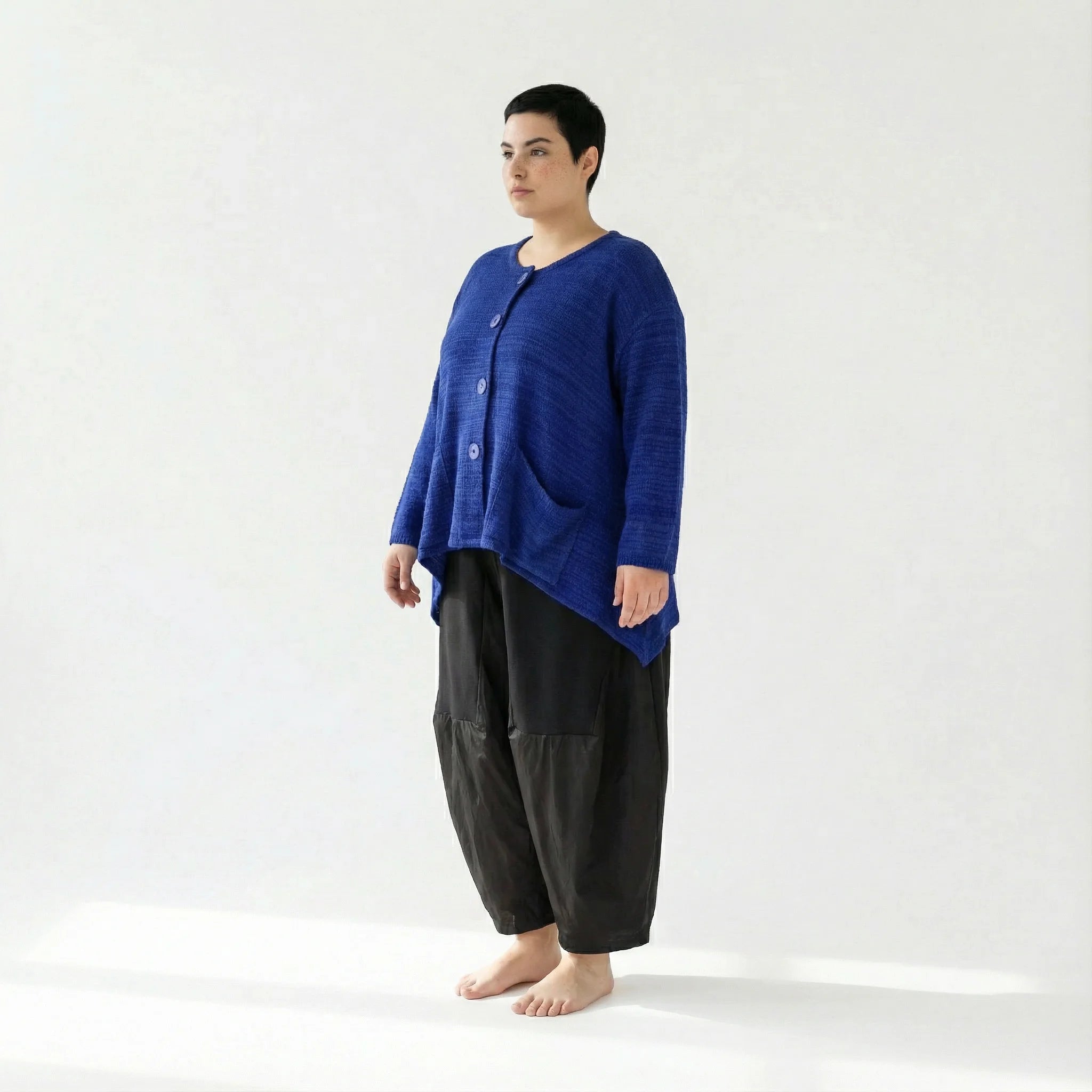  A-Form Jacke von AKH Fashion aus Viskose, 1537.00118, Royalblau, Meliert, Ausgefallen