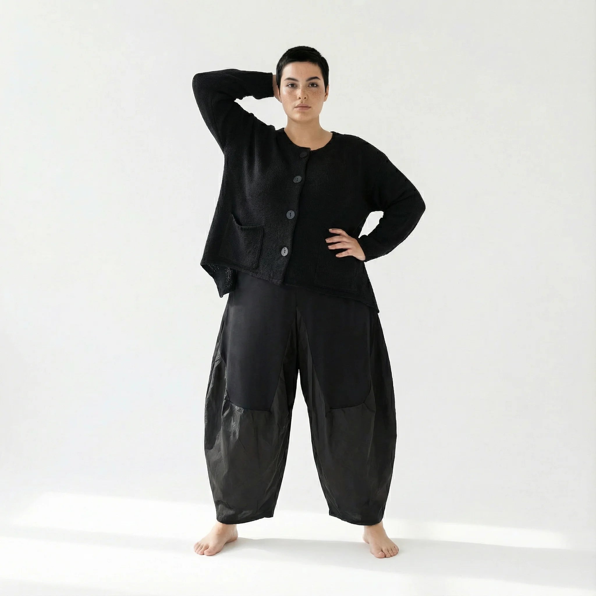  A-Form Jacke von AKH Fashion aus Viskose, 1537.00118, Schwarz, Meliert, Ausgefallen