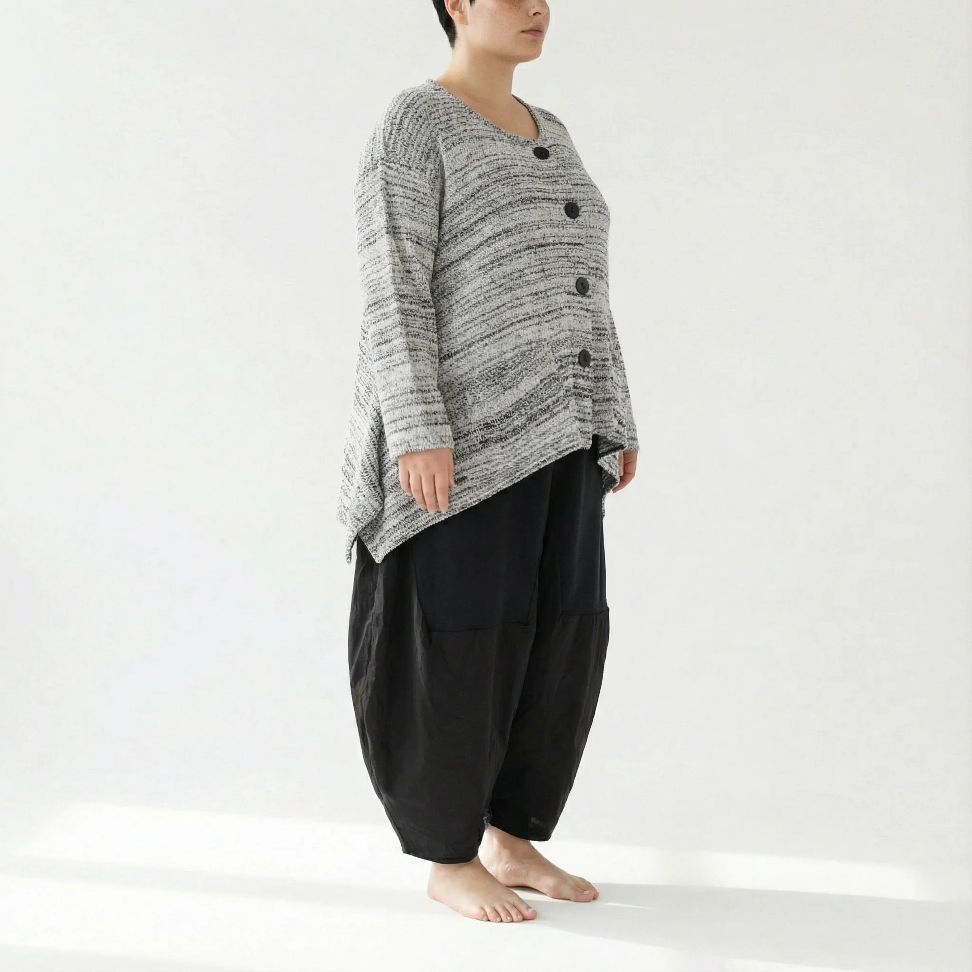  A-Form Jacke von AKH Fashion aus Viskose, 1537.00118, Weiß/Schwarz, Meliert, Ausgefallen