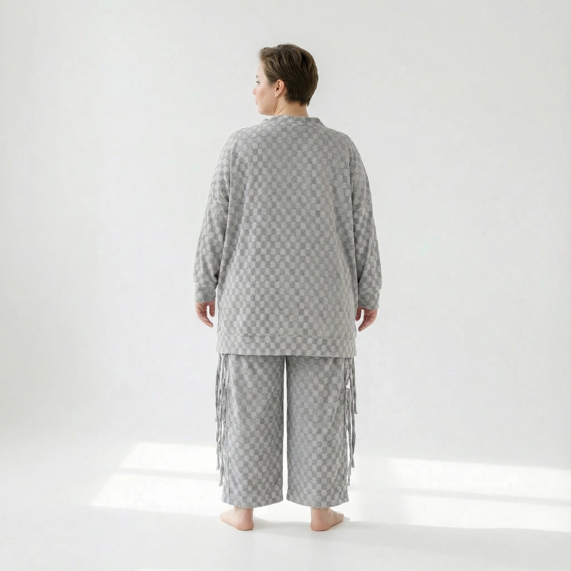  AKH Fashion Bigshirt in gerader Form, aus Viskose, 1540.07124, Grau, Kariert, Ausgefallen