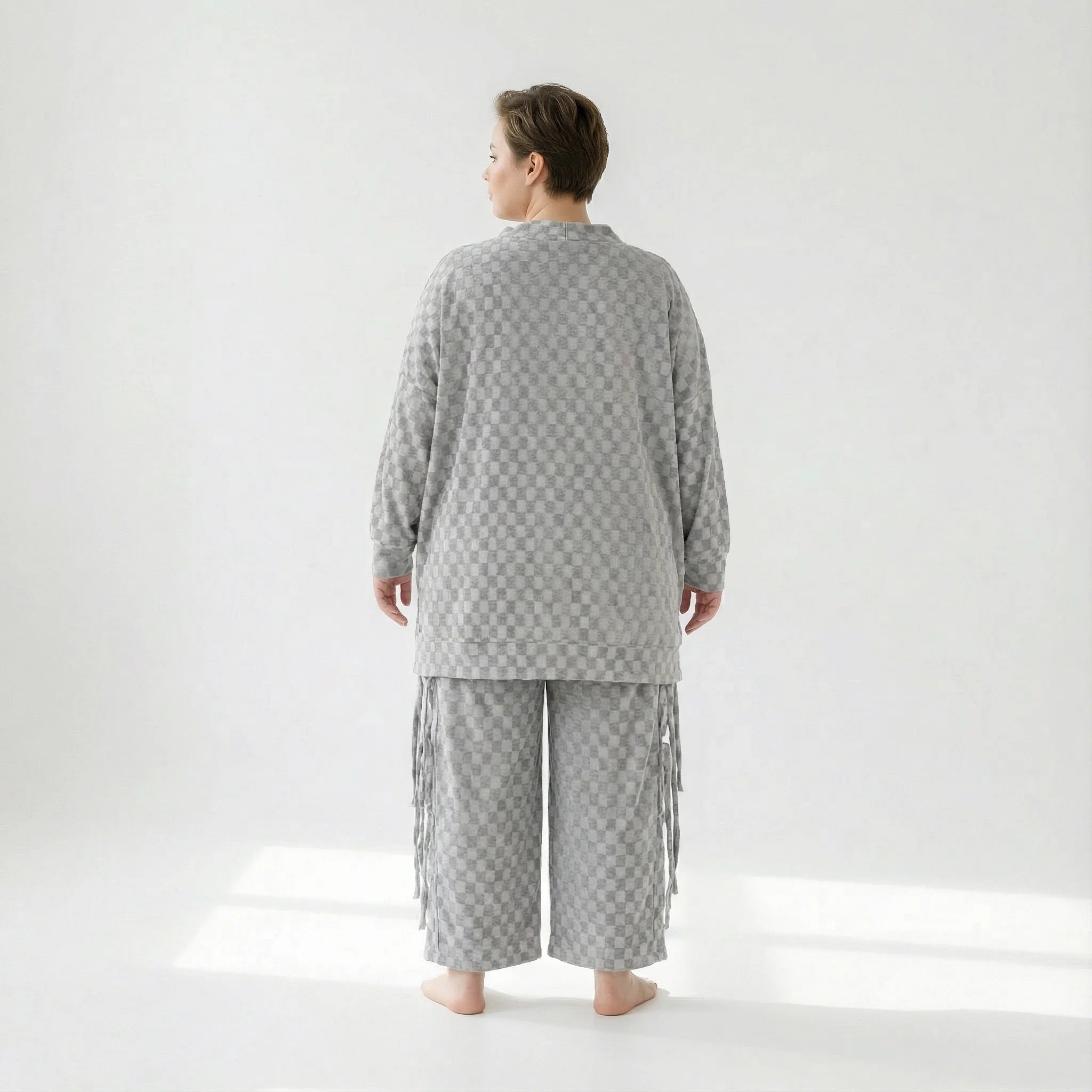  AKH Fashion Bigshirt in gerader Form, aus Viskose, 1540.07124, Grau, Kariert, Ausgefallen
