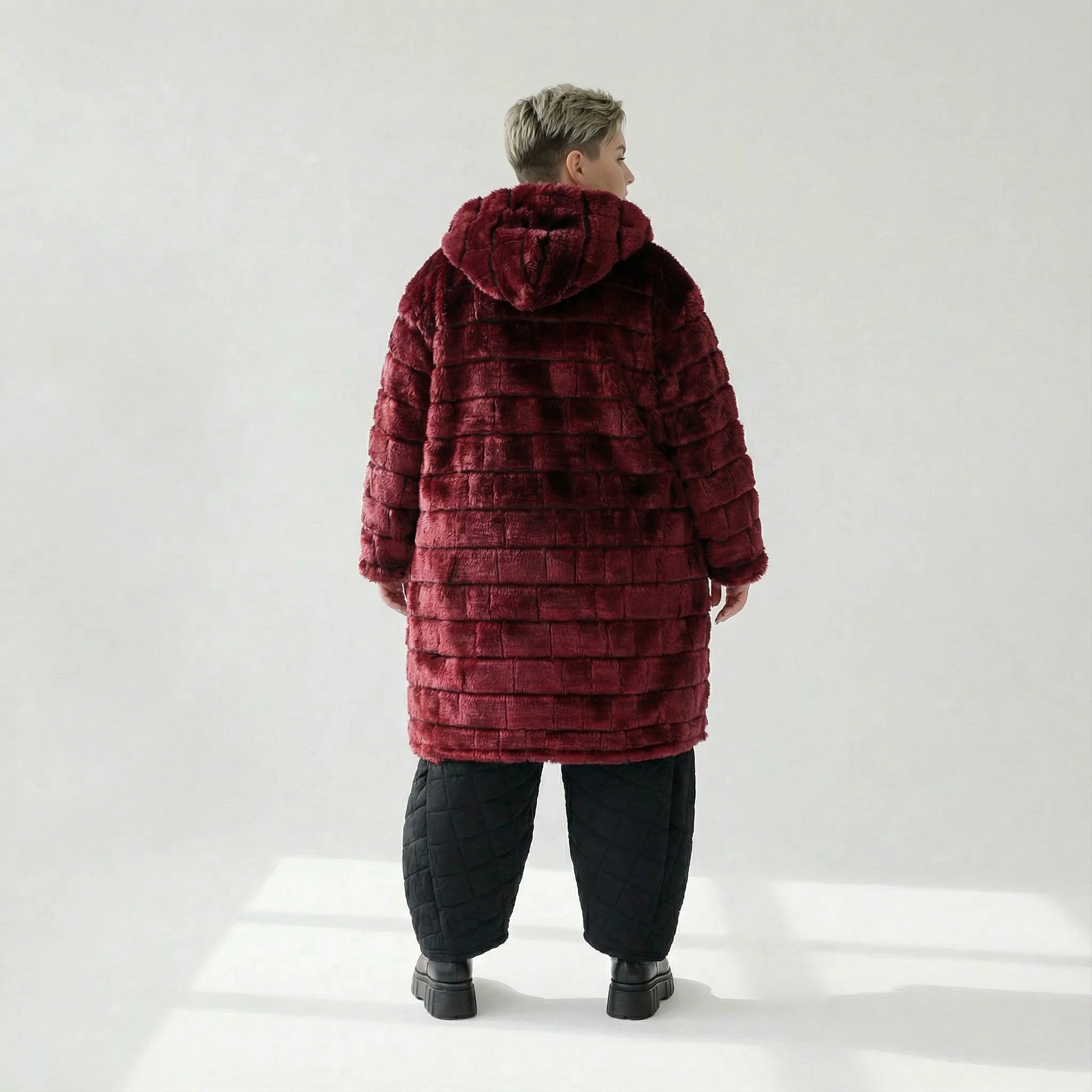  Ballonjacke von AKH Fashion aus Polyester, 1546.06660, Weinrot, Kariert, Ausgefallen