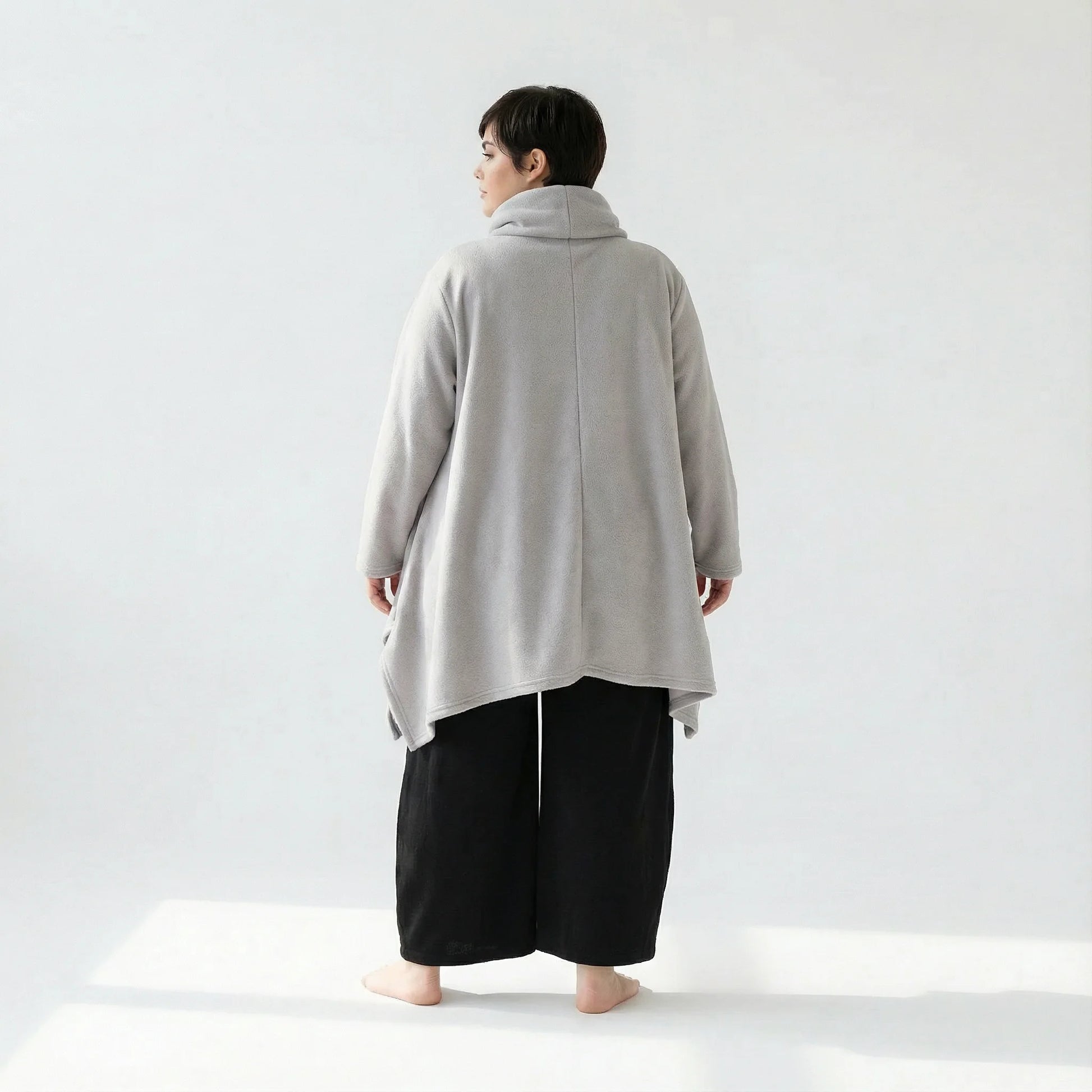  A-Form Bigshirt von AKH Fashion aus Materialmix, 1552.03371, Hellgrau, Ausgefallen, Zeitlos