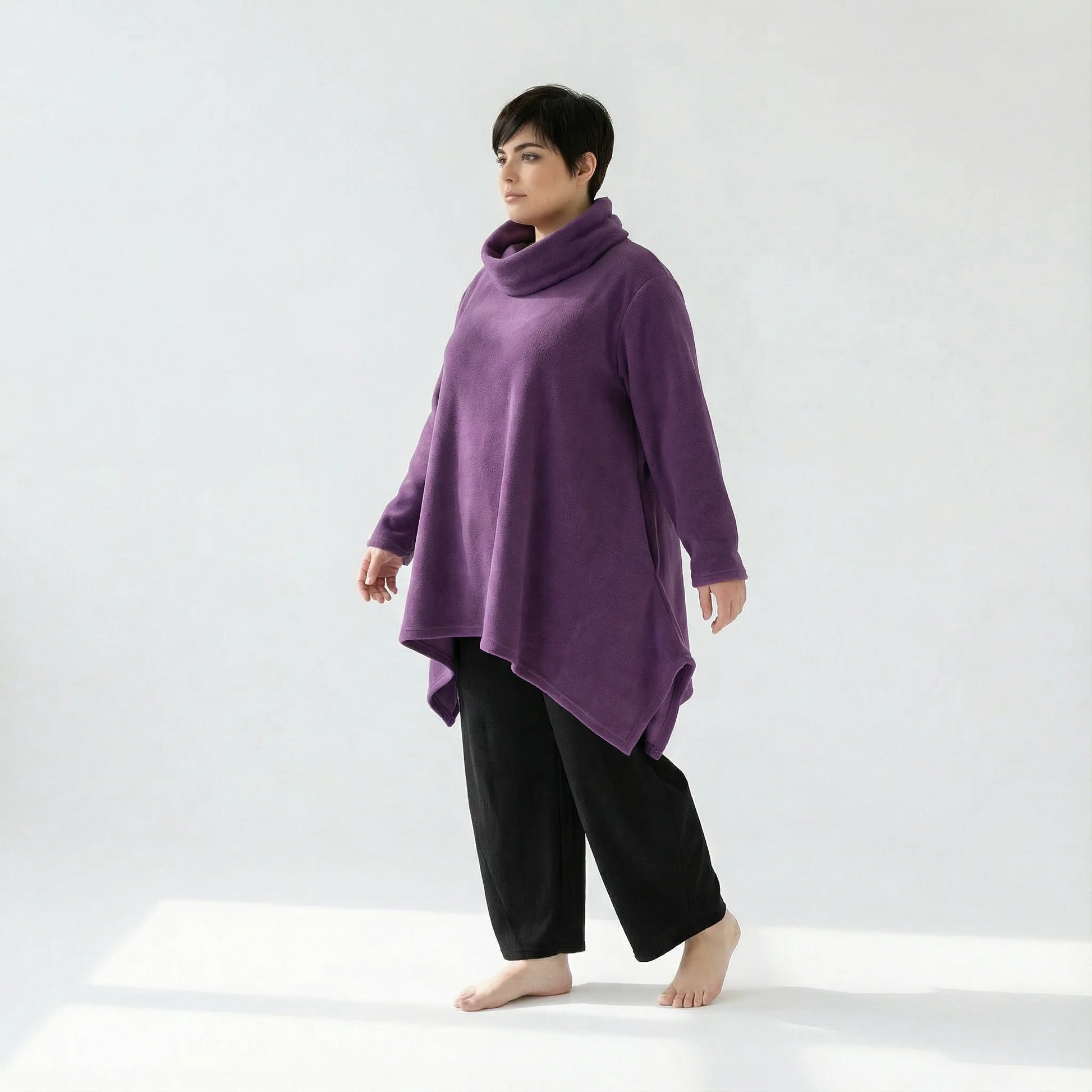  A-Form Bigshirt von AKH Fashion aus Materialmix, 1552.03371, Violett, Ausgefallen, Zeitlos
