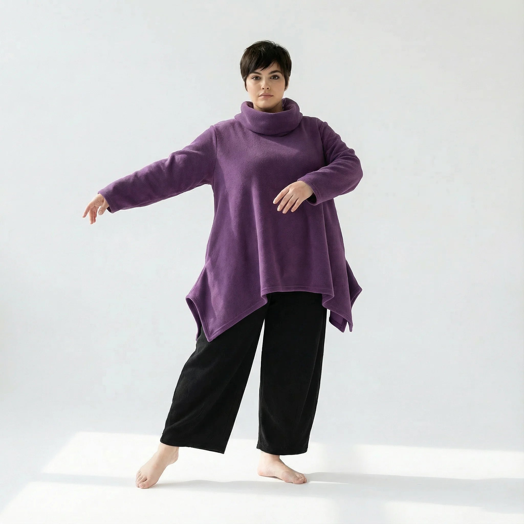  A-Form Bigshirt von AKH Fashion aus Materialmix, 1552.03371, Violett, Ausgefallen, Zeitlos