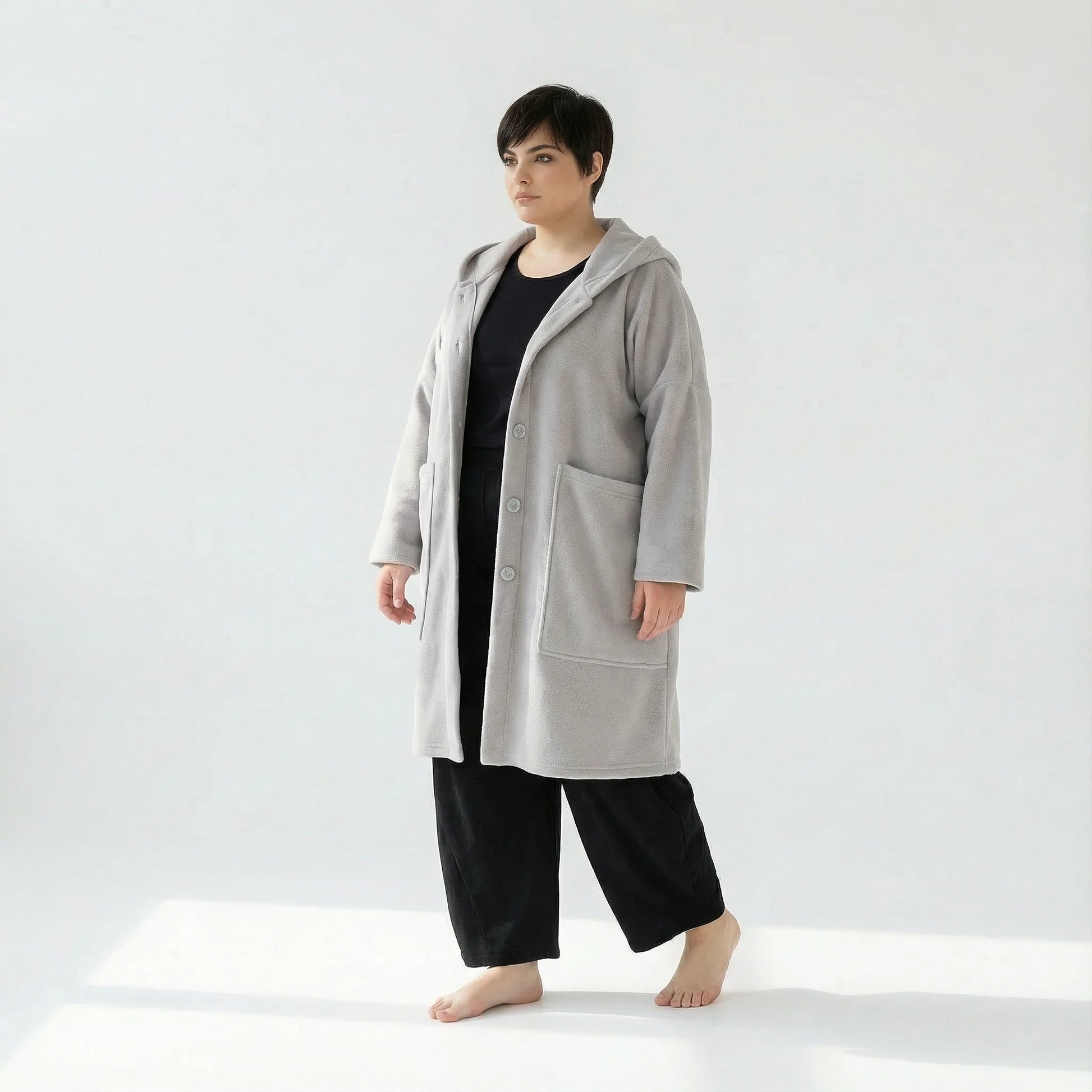  AKH Fashion Jacke in gerader Form, aus Materialmix, 1552.06272, Hellgrau, Ausgefallen