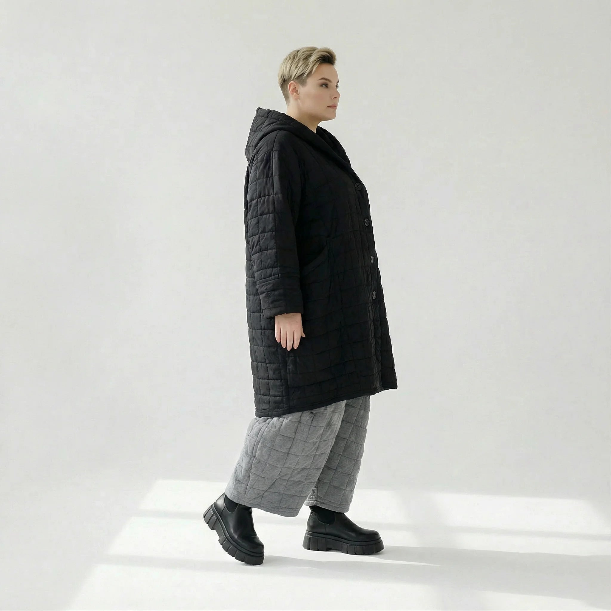  Ballonmantel von AKH Fashion aus Viskose, 1561.06600, Schwarz, Kariert, Ausgefallen