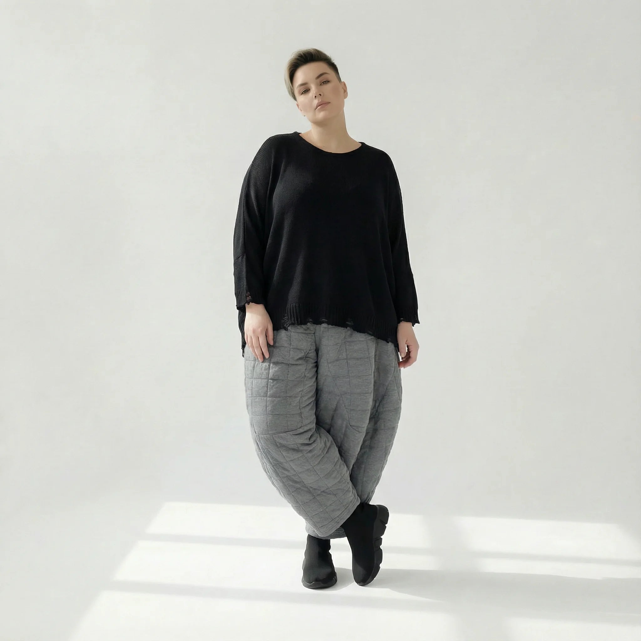  Ballonhose von AKH Fashion aus Viskose, 1561.06883, Grau, Kariert, Ausgefallen, Zeitlos