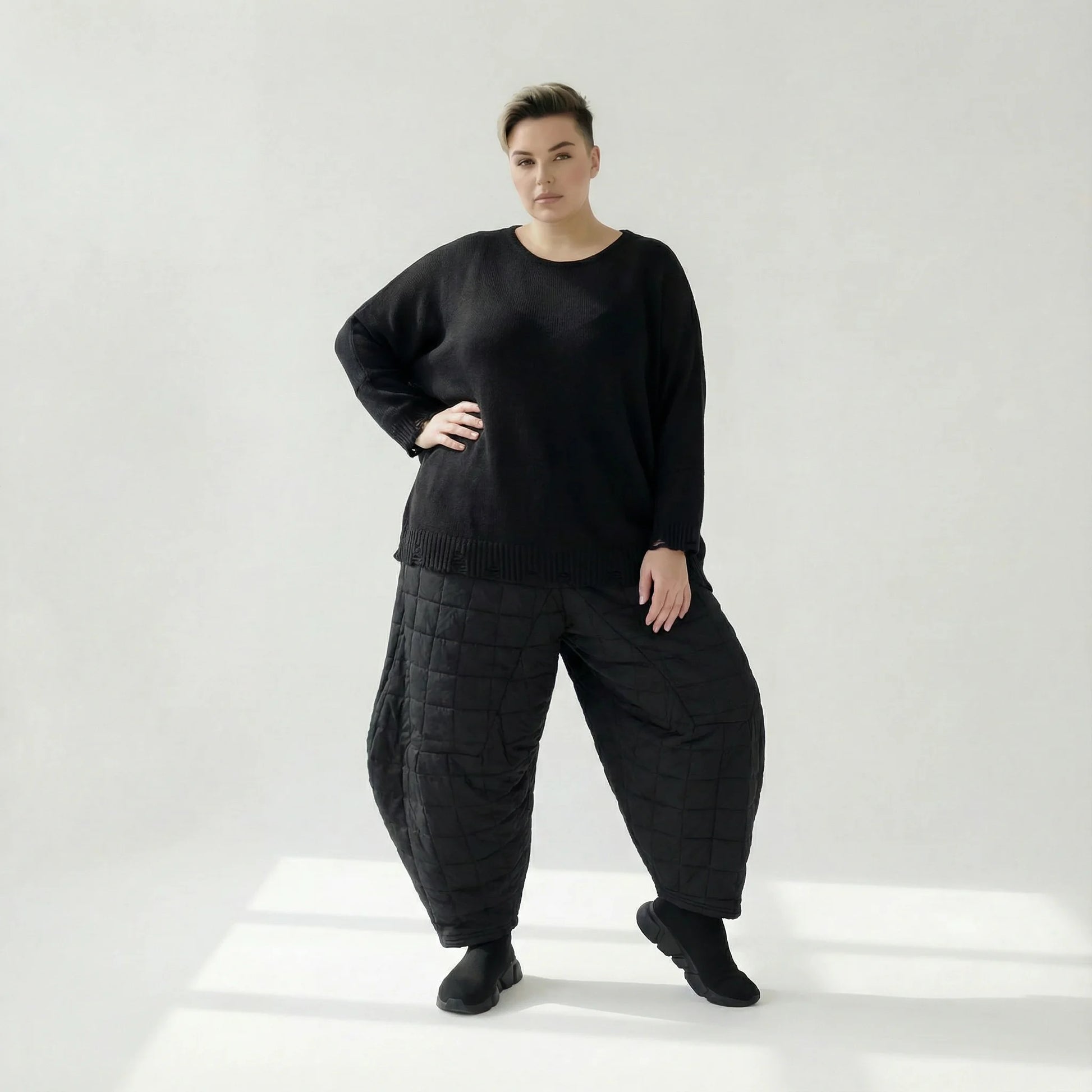  Ballonhose von AKH Fashion aus Viskose, 1561.06883, Schwarz, Kariert, Ausgefallen, Zeitlos