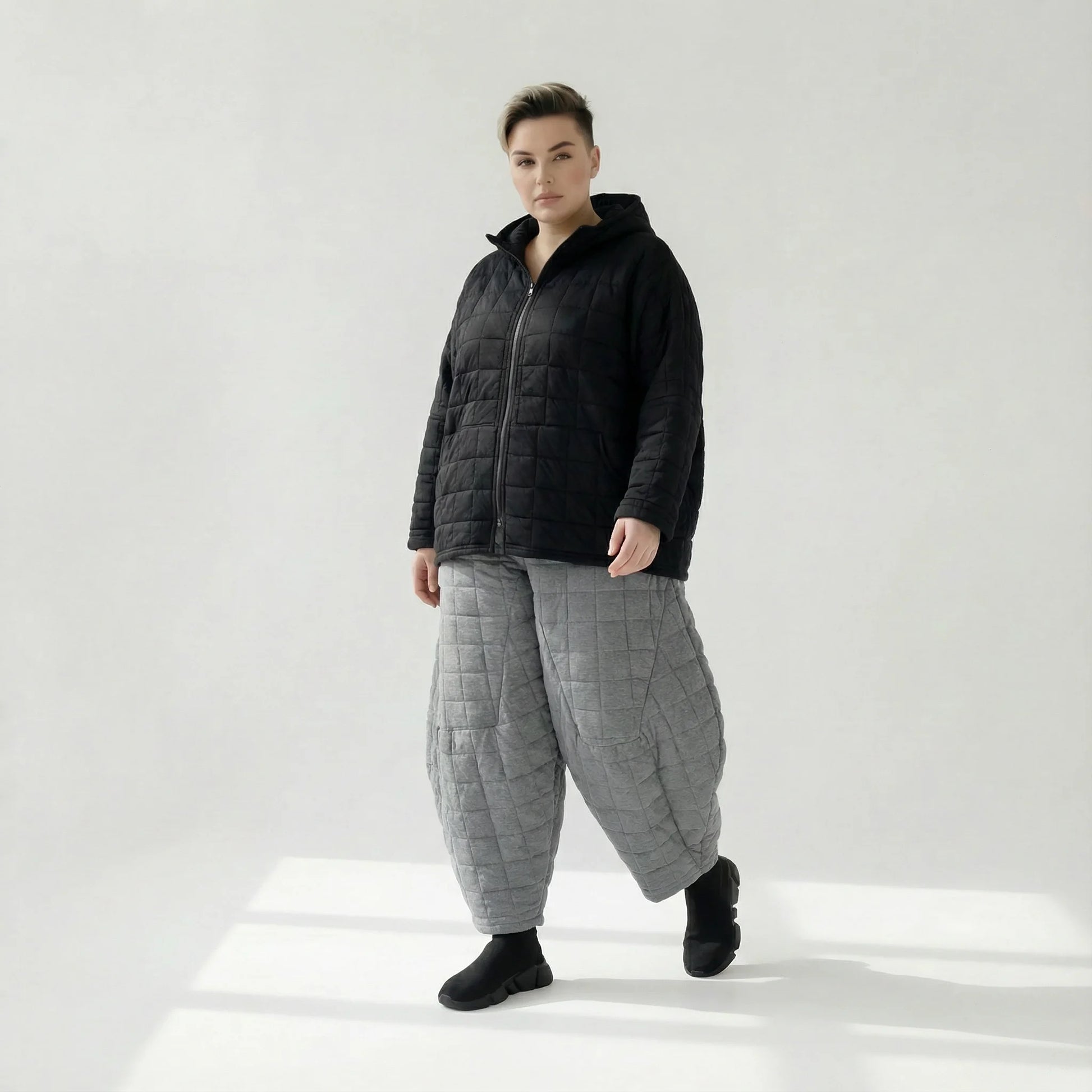  AKH Fashion Jacke in kastiger Form, aus Viskose, 1561.07104, Schwarz, Kariert, Schick