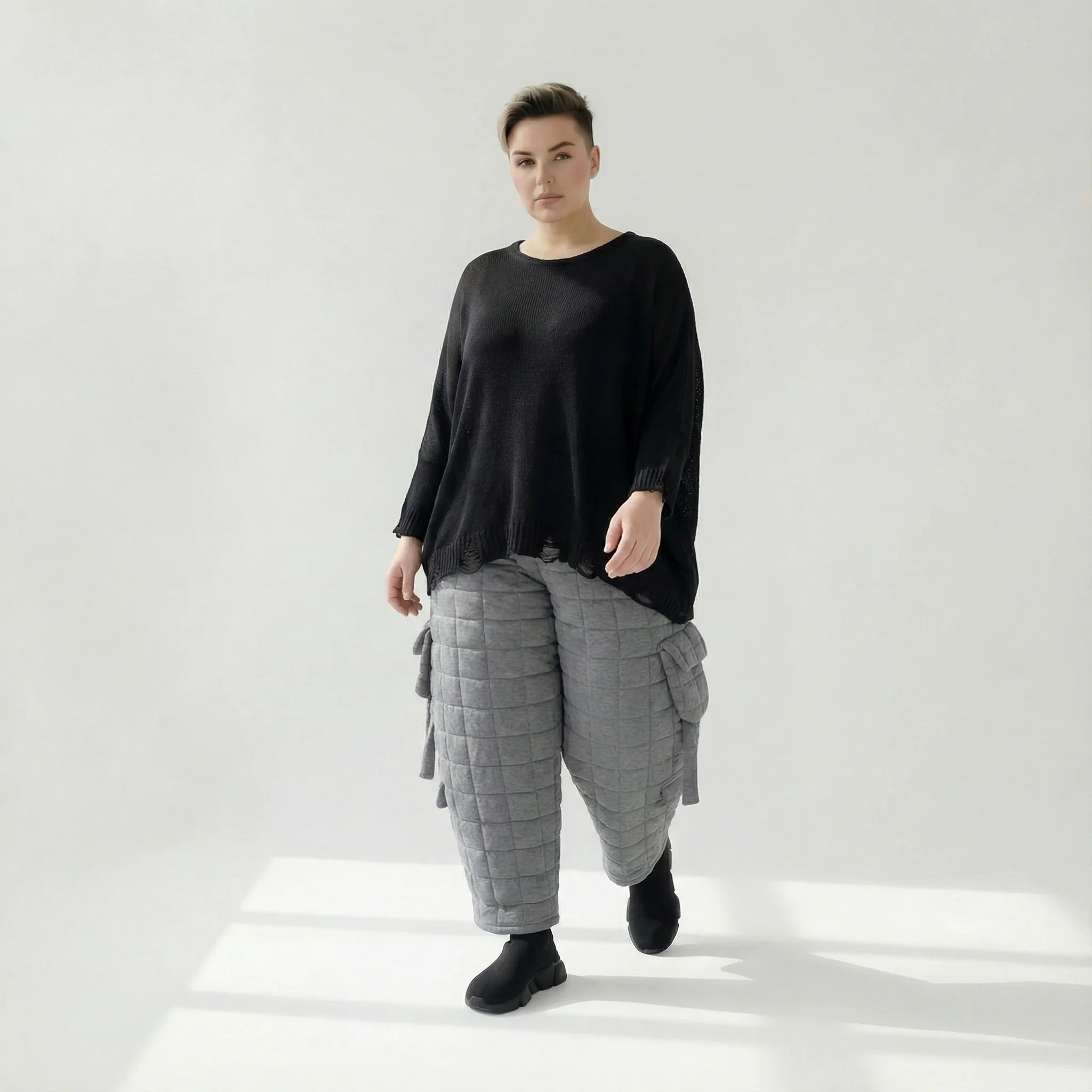  Ballonhose von AKH Fashion aus Viskose, 1561.07125, Grau, Kariert, Ausgefallen, Zeitlos