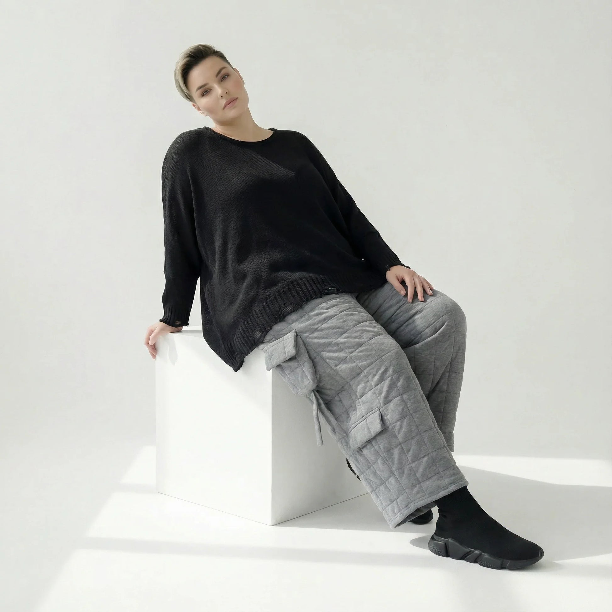  Ballonhose von AKH Fashion aus Viskose, 1561.07125, Grau, Kariert, Ausgefallen, Zeitlos