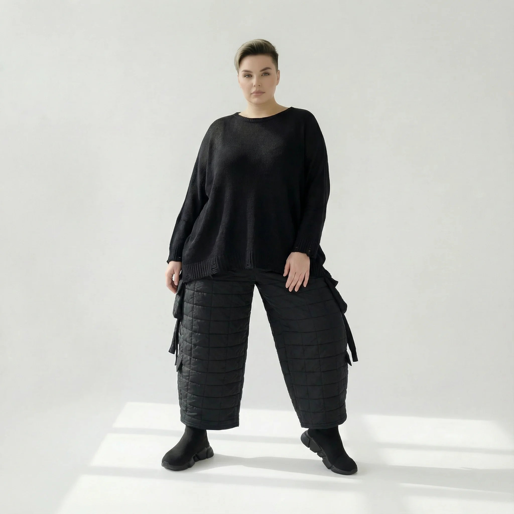  Ballonhose von AKH Fashion aus Viskose, 1561.07125, Schwarz, Kariert, Ausgefallen, Zeitlos