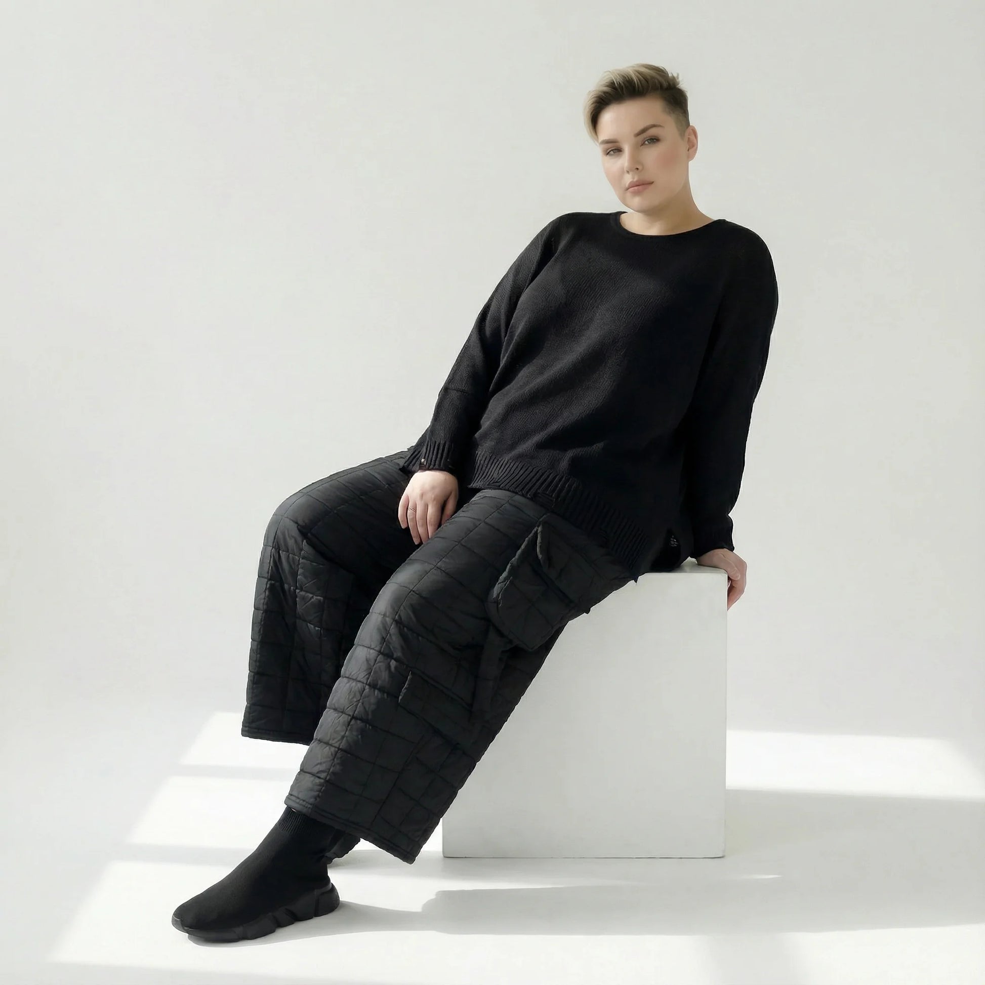  Ballonhose von AKH Fashion aus Viskose, 1561.07125, Schwarz, Kariert, Ausgefallen, Zeitlos