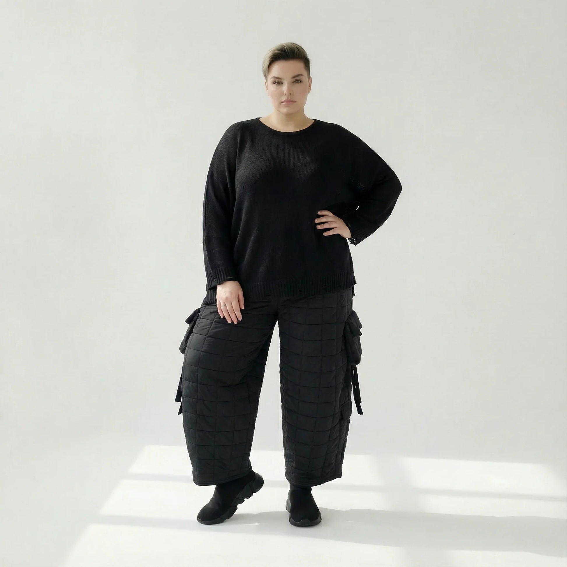  Ballonhose von AKH Fashion aus Viskose, 1561.07125, Schwarz, Kariert, Ausgefallen, Zeitlos