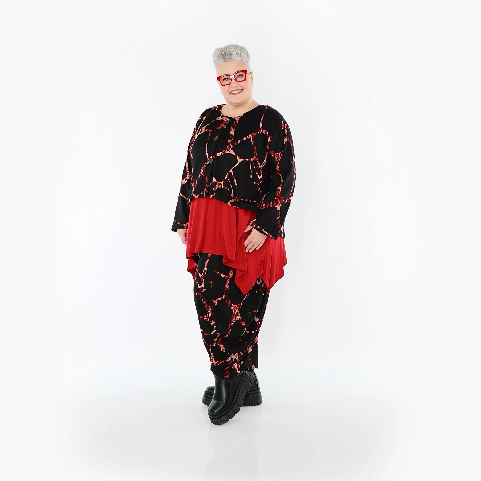  Ballonhose von AKH Fashion aus Materialmix, 1563.08069, Schwarz/Multi, Grafik, Schick