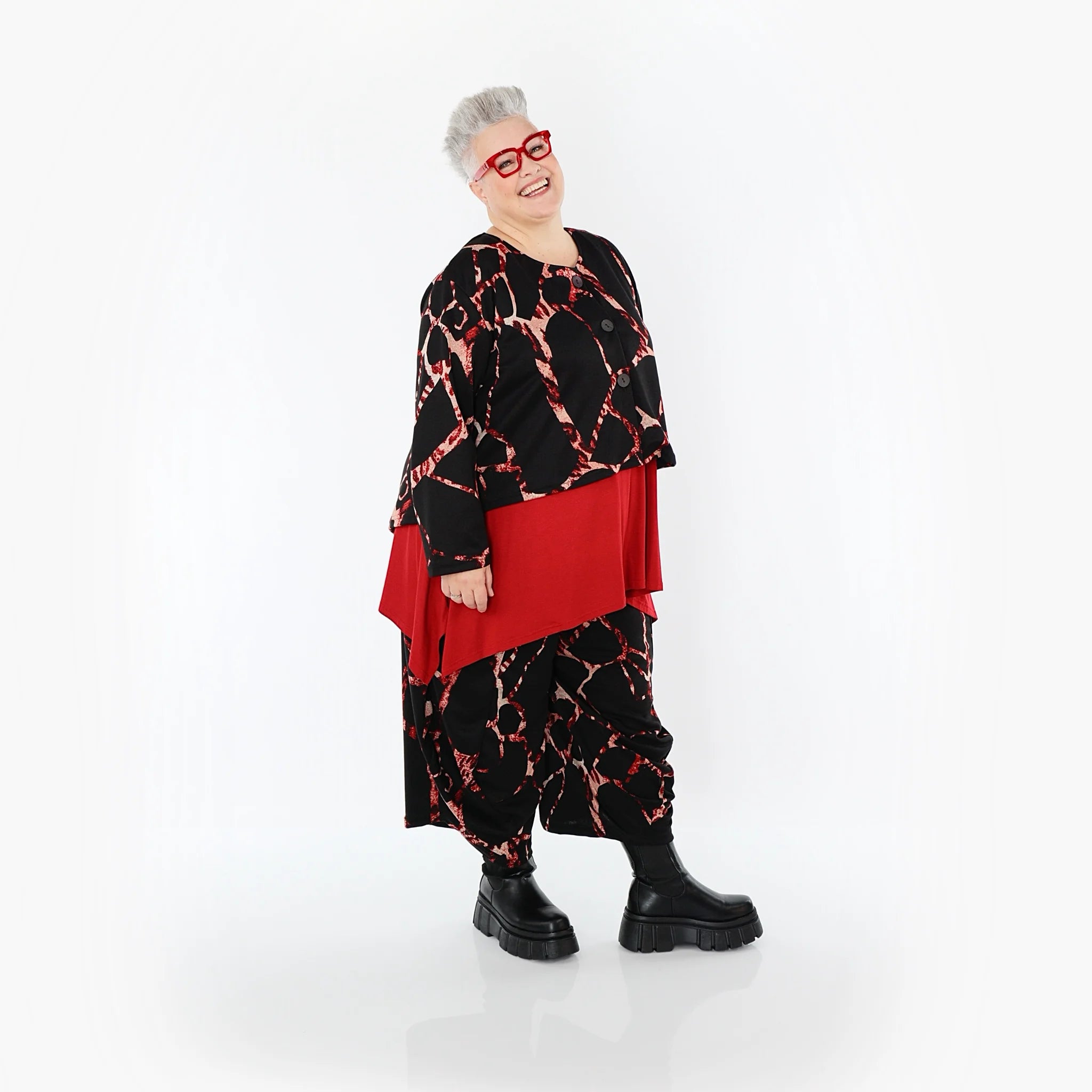  Ballonhose von AKH Fashion aus Materialmix, 1563.08069, Schwarz/Multi, Grafik, Schick