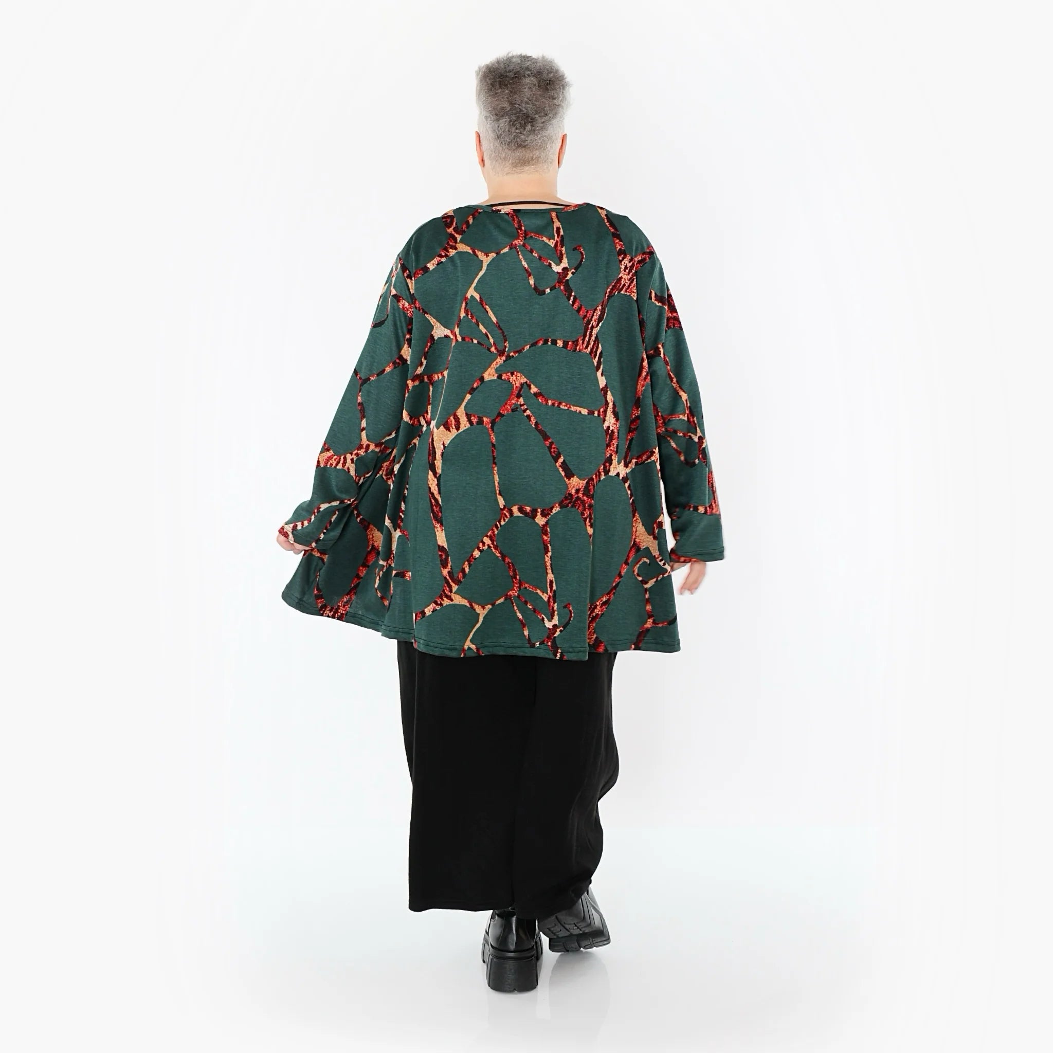 A-Form Bigshirt von AKH Fashion aus Materialmix, 1563.00593, Grün/Multi, Grafik, Ausgefallen