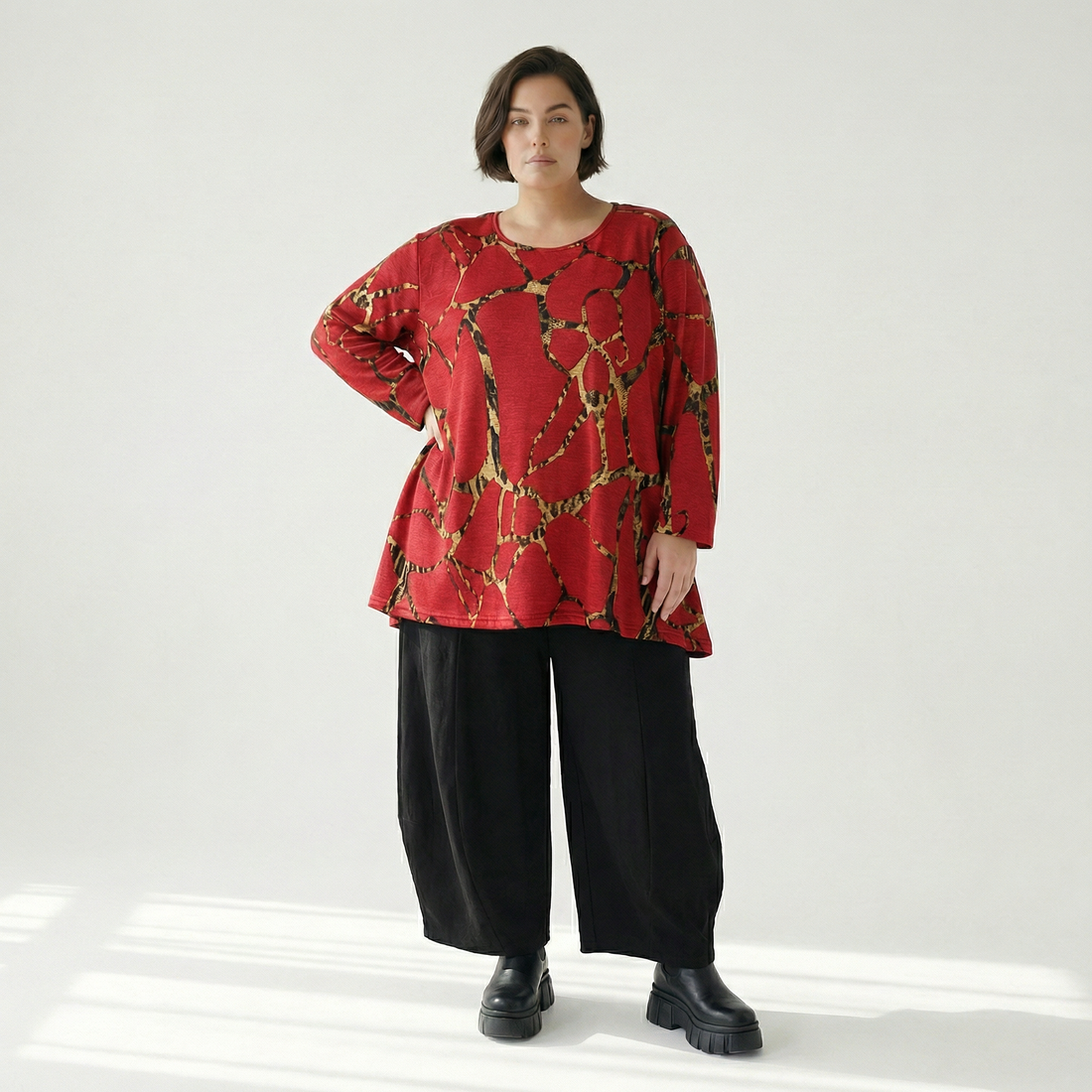  A-Form Bigshirt von AKH Fashion aus Materialmix, 1563.00593, Rot/Multi, Grafik, Ausgefallen