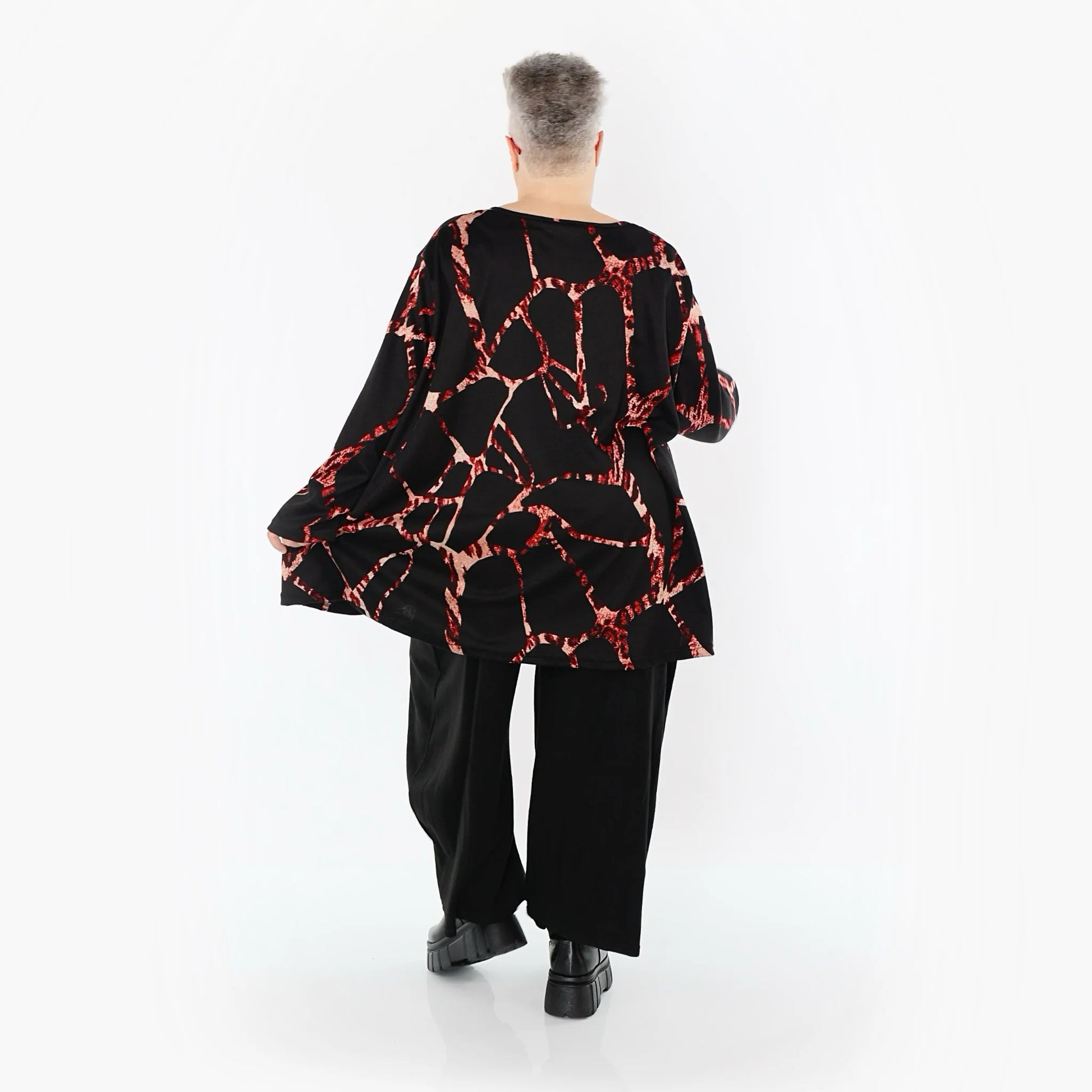  A-Form Bigshirt von AKH Fashion aus Materialmix, 1563.00593, Schwarz/Multi, Grafik, Schick