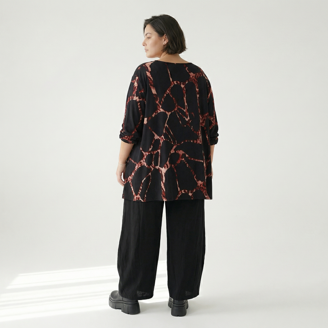  A-Form Bigshirt von AKH Fashion aus Materialmix, 1563.00593, Schwarz/Multi, Grafik, Schick