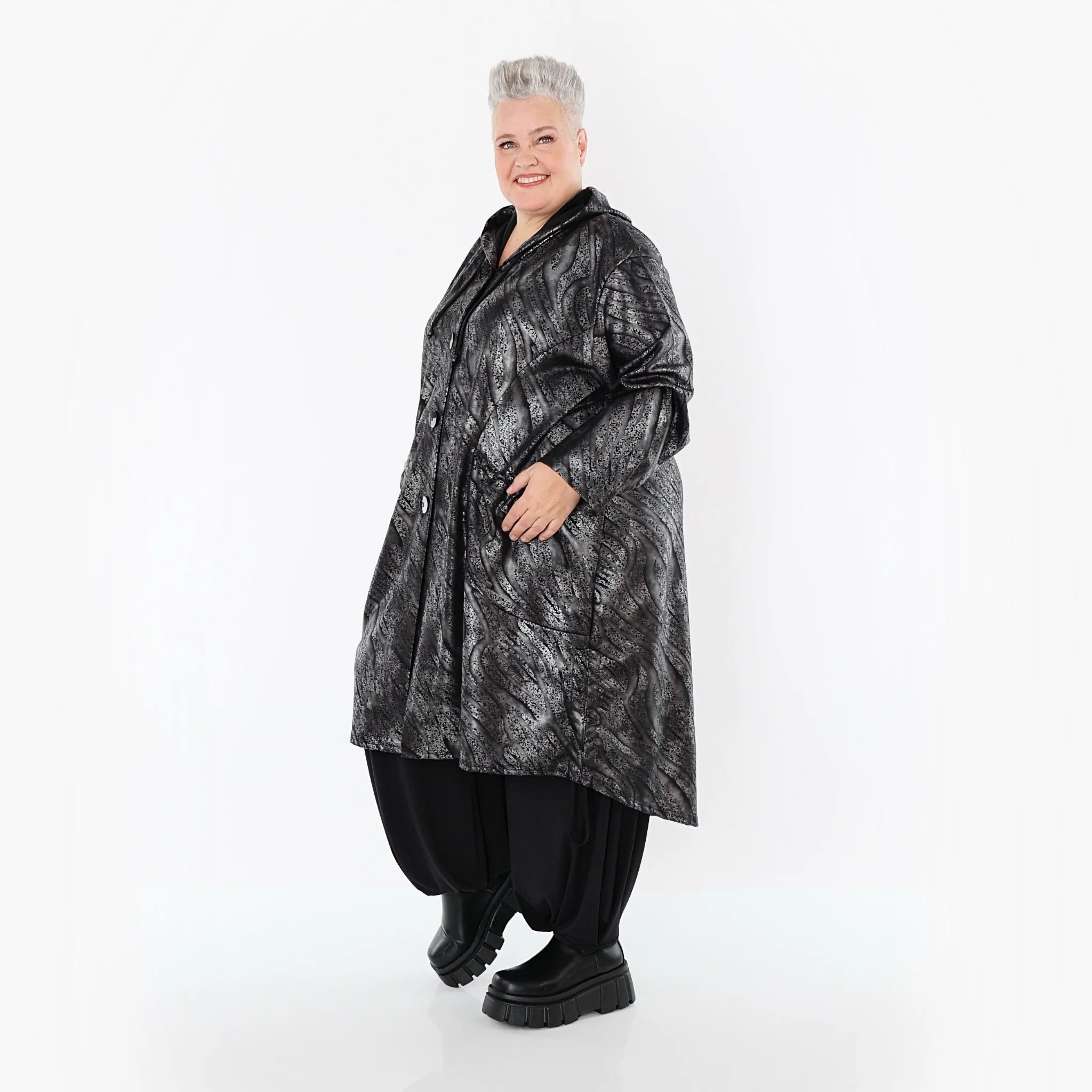  AKH Premium Jacke in gerader Form, aus Viskose, P1019.7154, Silber/Schwarz, Zebra, Schick