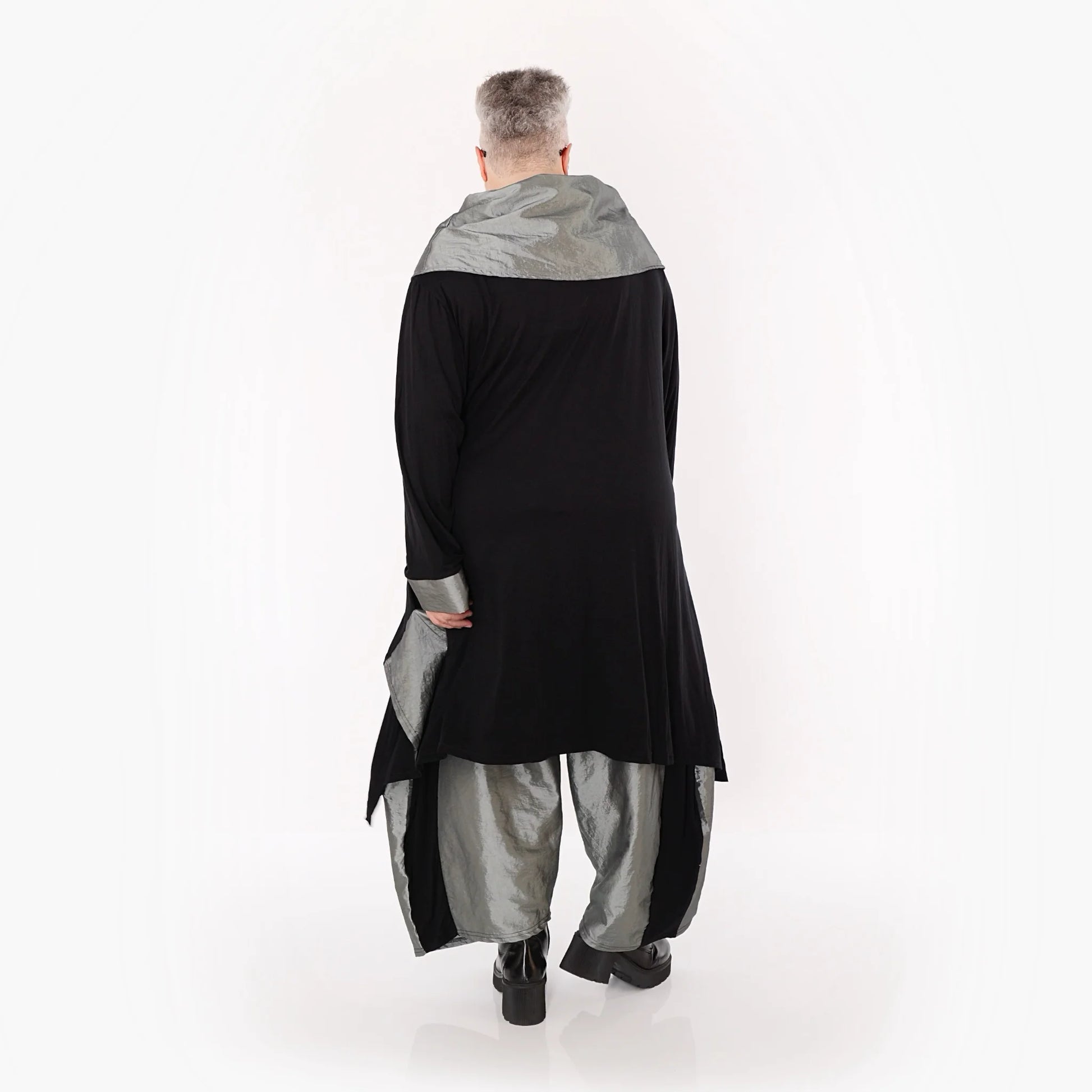  A-Form Shirt von AKH Premium aus Viskose, P102187, Schwarz/Grau, Ausgefallen, Zeitlos