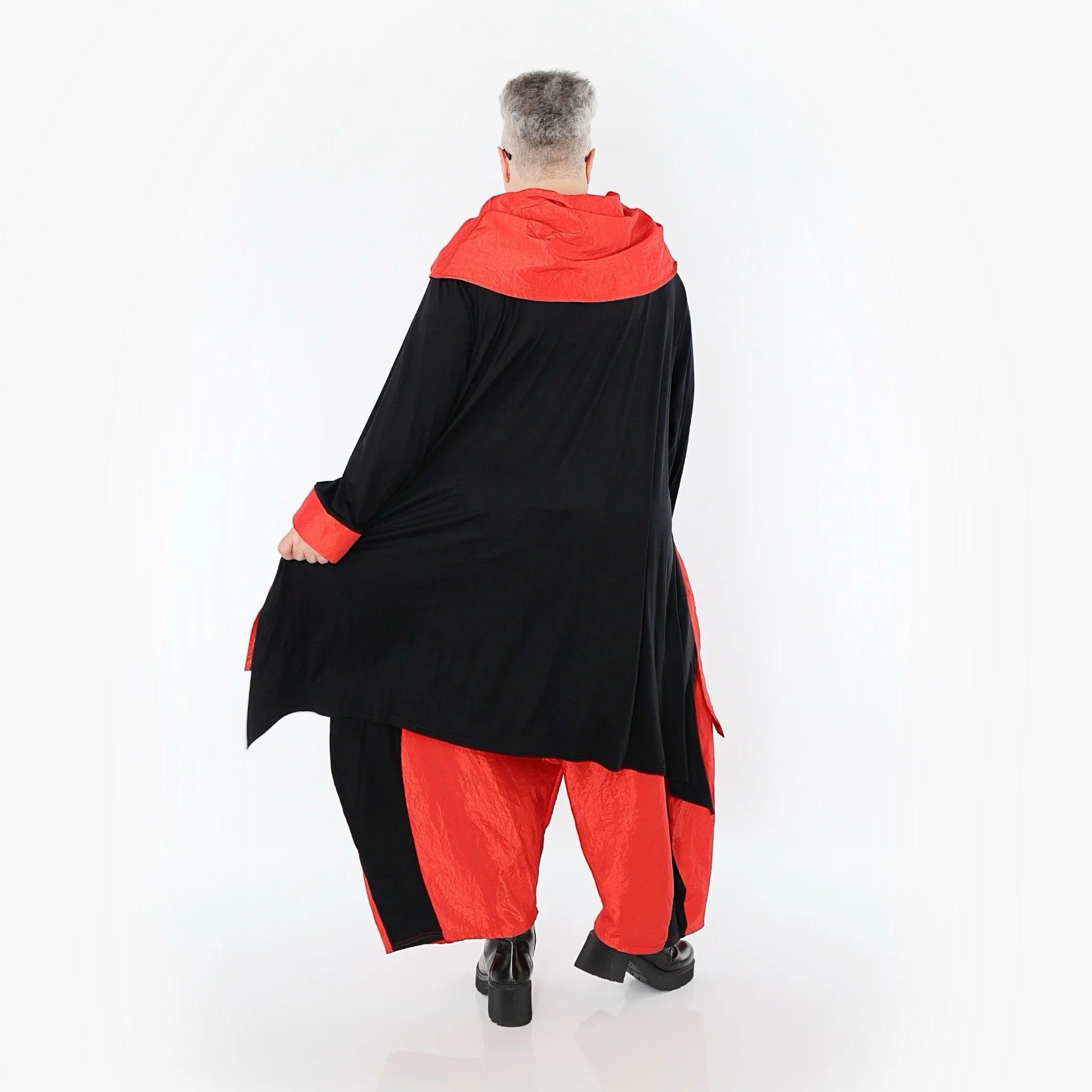  A-Form Shirt von AKH Premium aus Viskose, P102187, Schwarz/Rot, Ausgefallen, Zeitlos