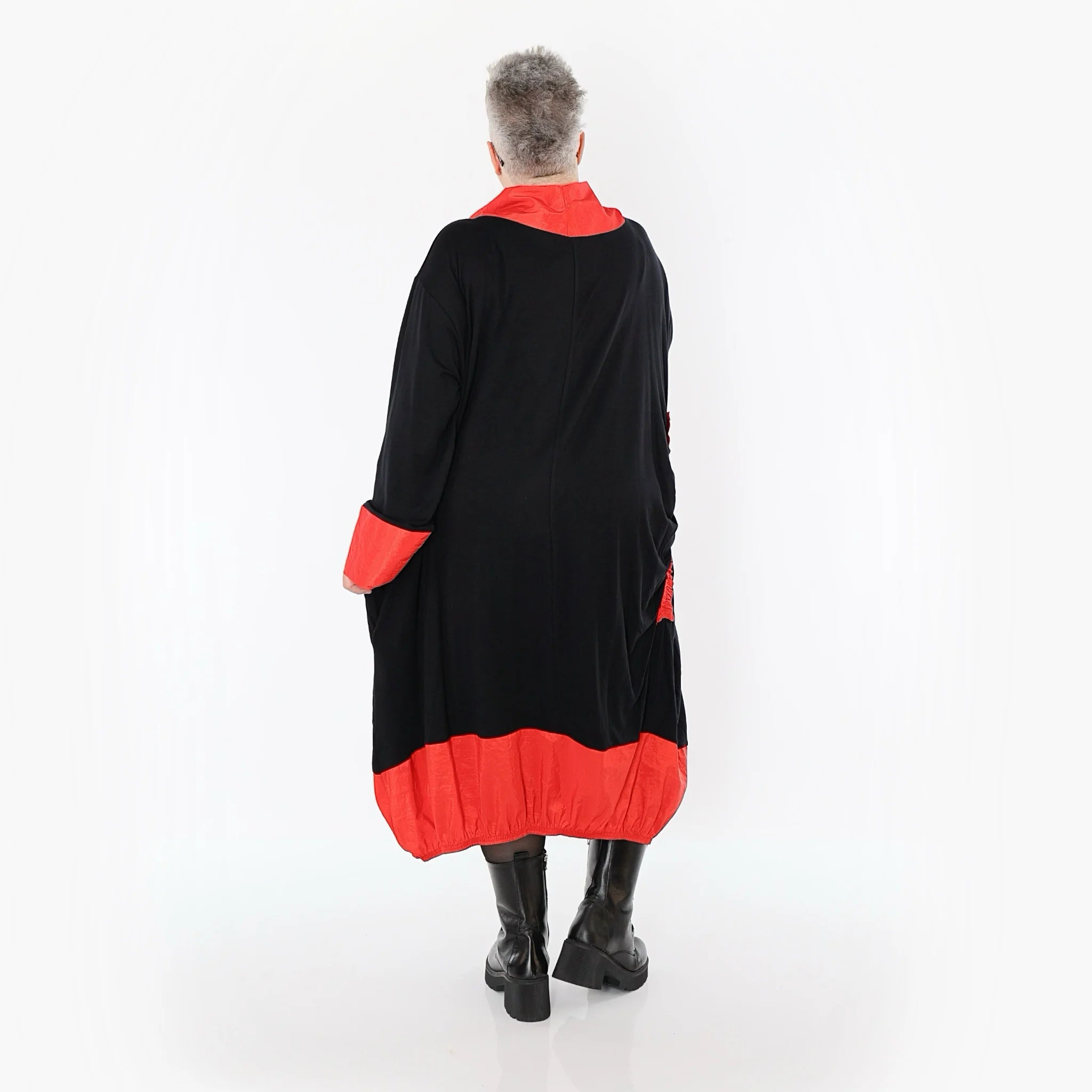  Ballonkleid von AKH Premium aus Viskose, P107156, Schwarz/Rot, Ausgefallen, Zeitlos
