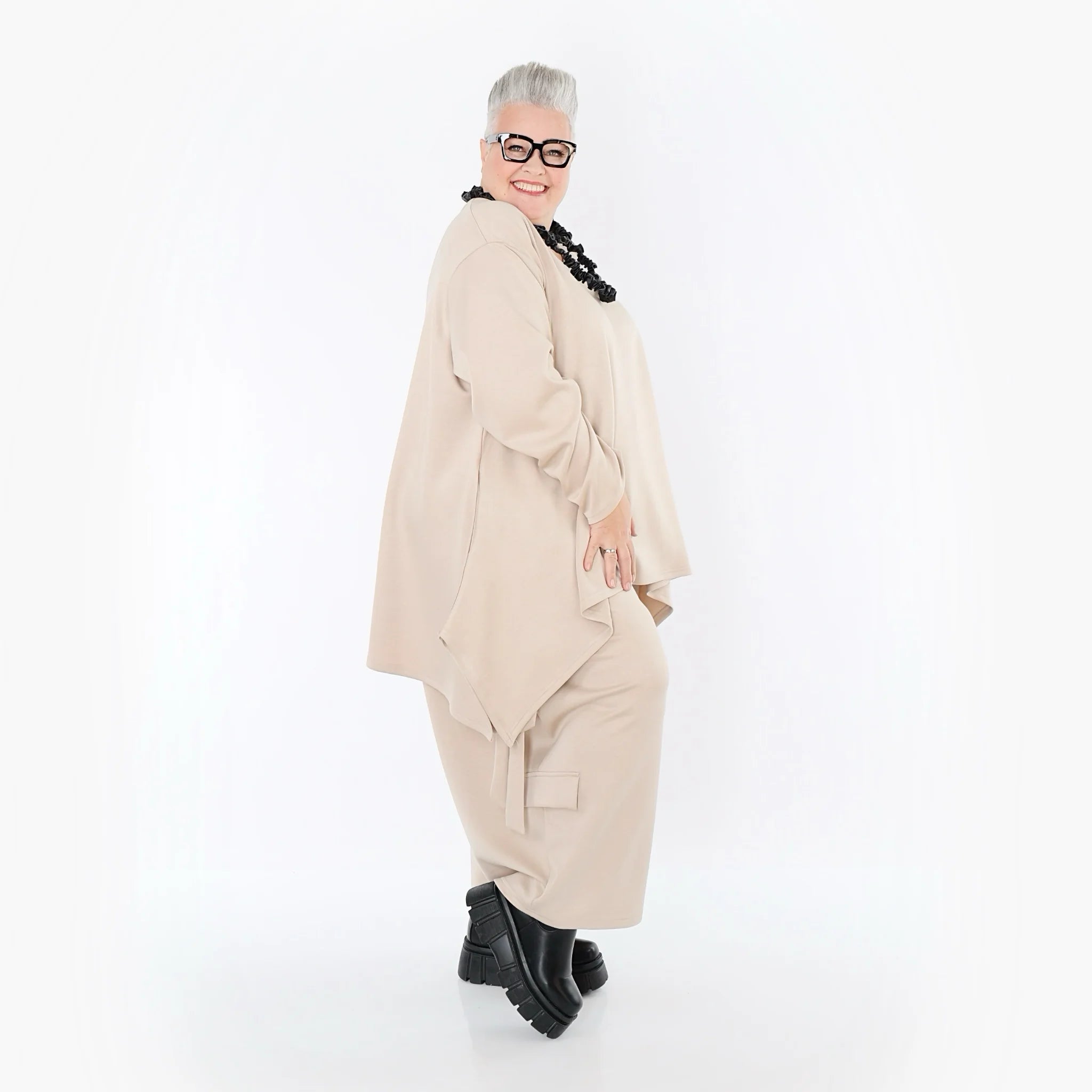  A-Form Bigshirt von AKH Fashion aus Viskose, 1566.06809, Beige, Ausgefallen, Zeitlos, Schick