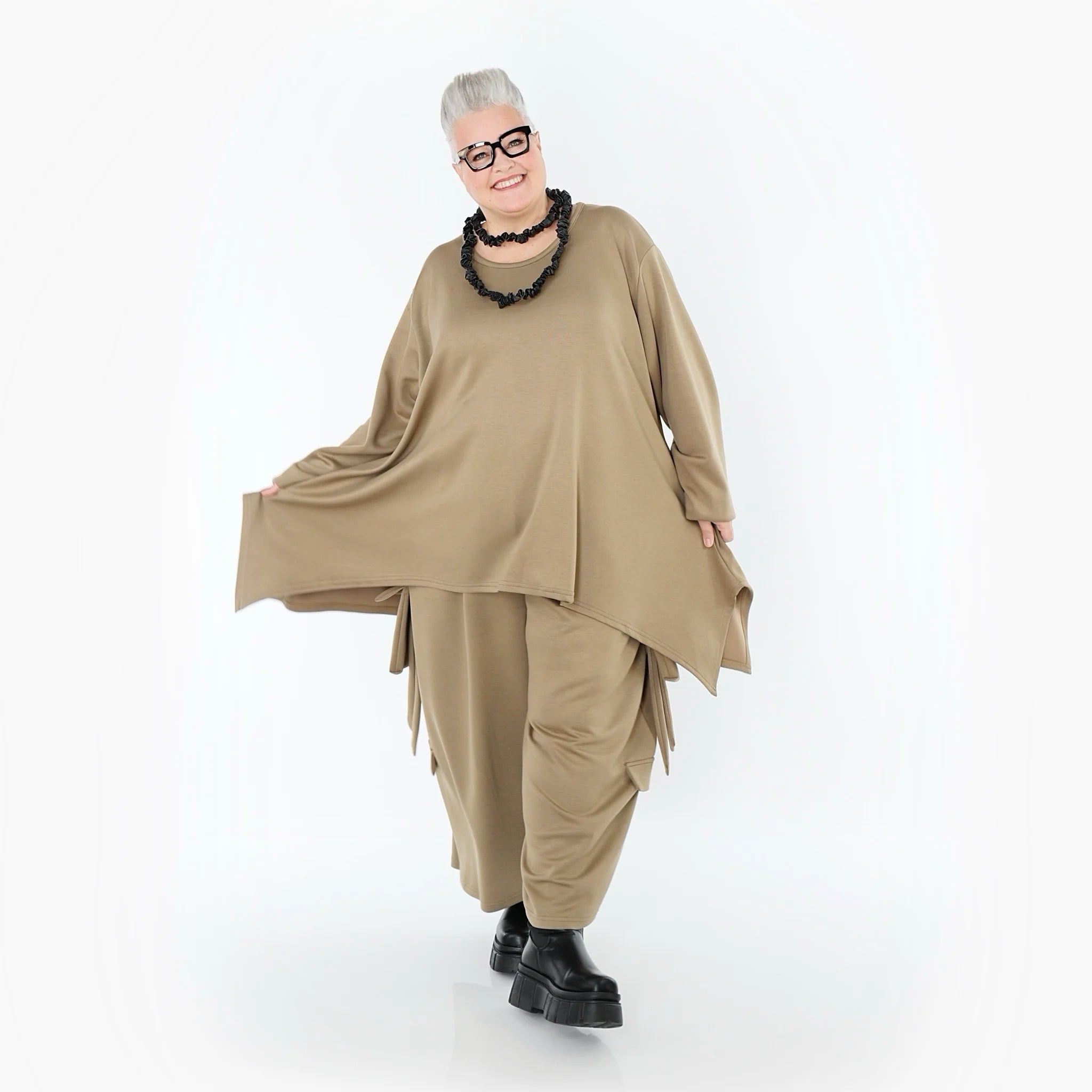  A-Form Bigshirt von AKH Fashion aus Viskose, 1566.06809, Camel, Ausgefallen, Zeitlos, Schick