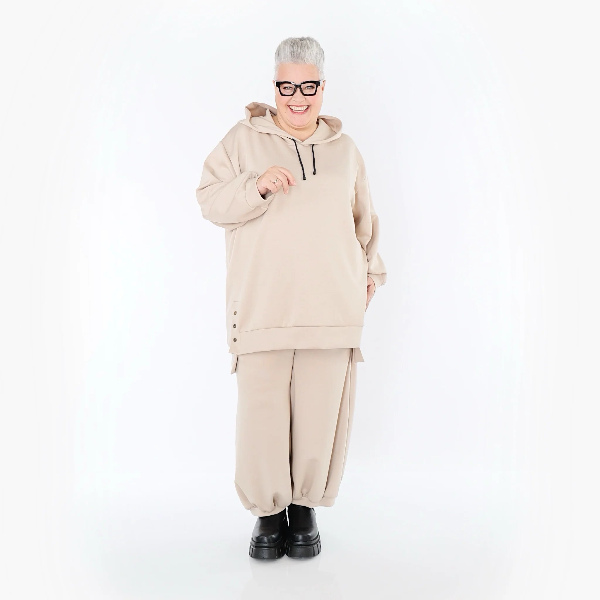  AKH Fashion Bigshirt in gerader Form, aus Viskose, 1566.06988, Beige, Ausgefallen, Zeitlos