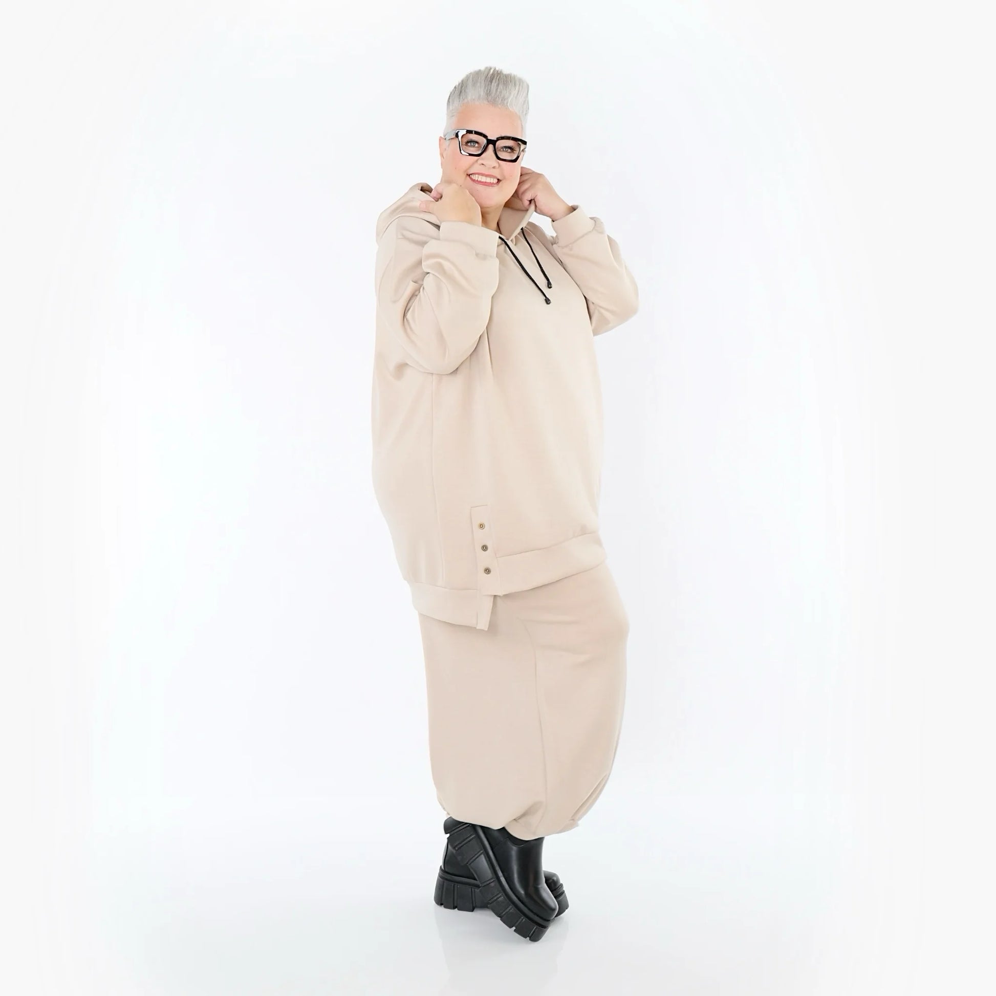  AKH Fashion Bigshirt in gerader Form, aus Viskose, 1566.06988, Beige, Ausgefallen, Zeitlos