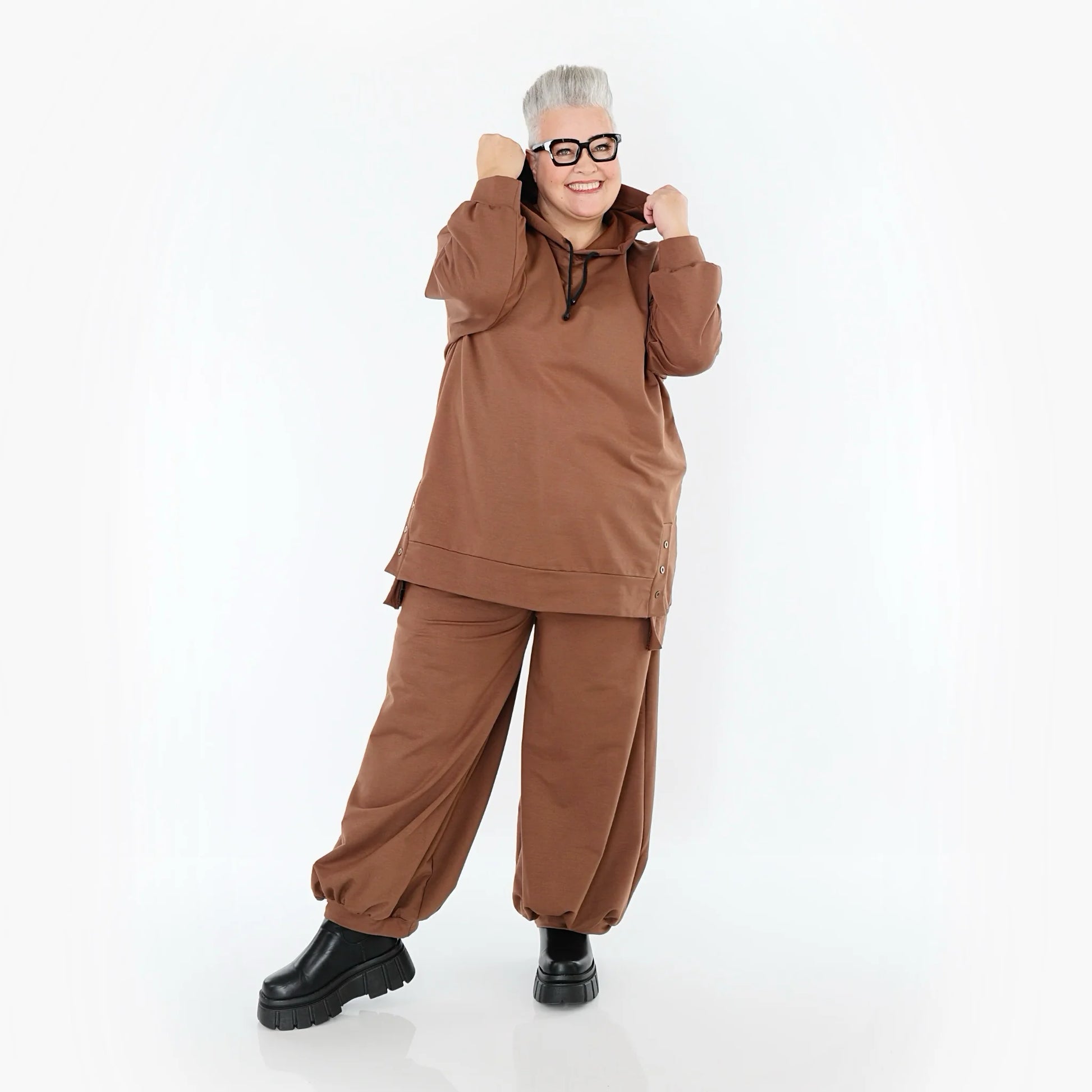  AKH Fashion Bigshirt in gerader Form, aus Viskose, 1566.06988, Braun, Ausgefallen, Zeitlos