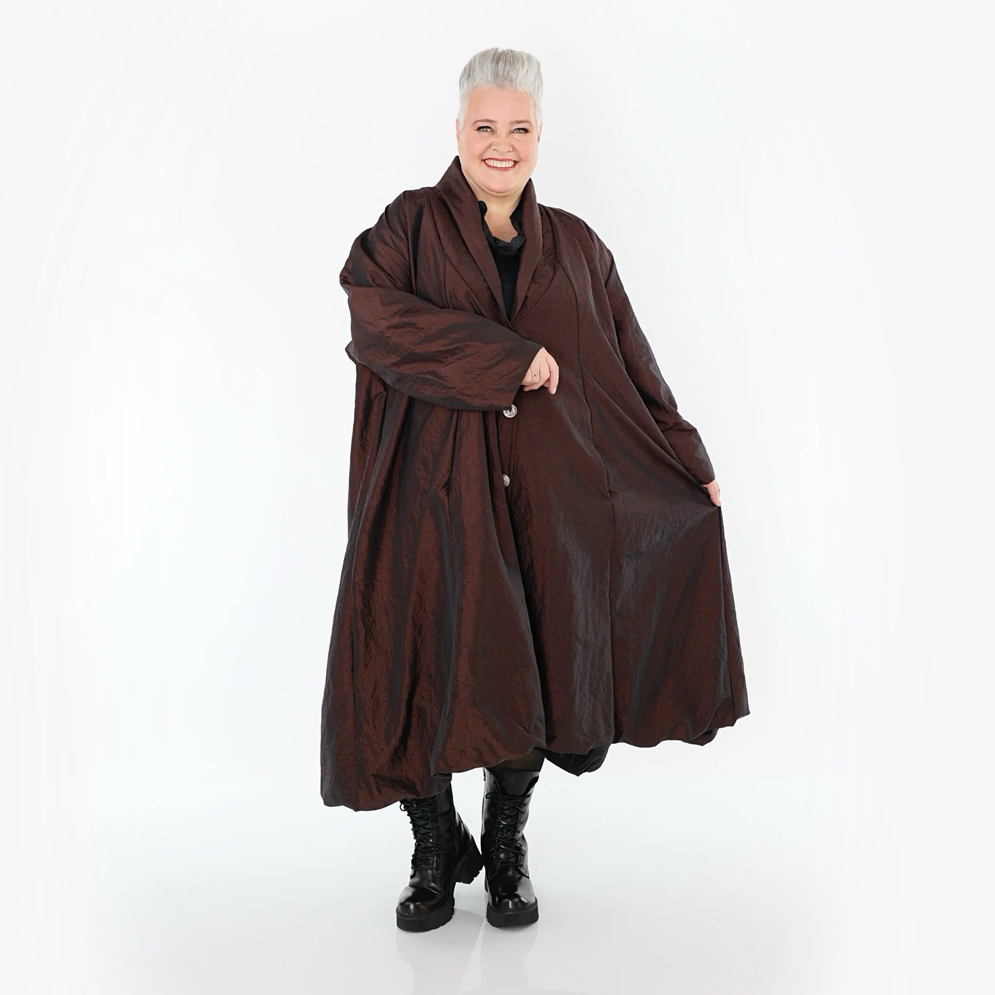  A-Form Mantel von AKH Premium aus Viskose, P106167, Braun, Ausgefallen, Zeitlos, Schick