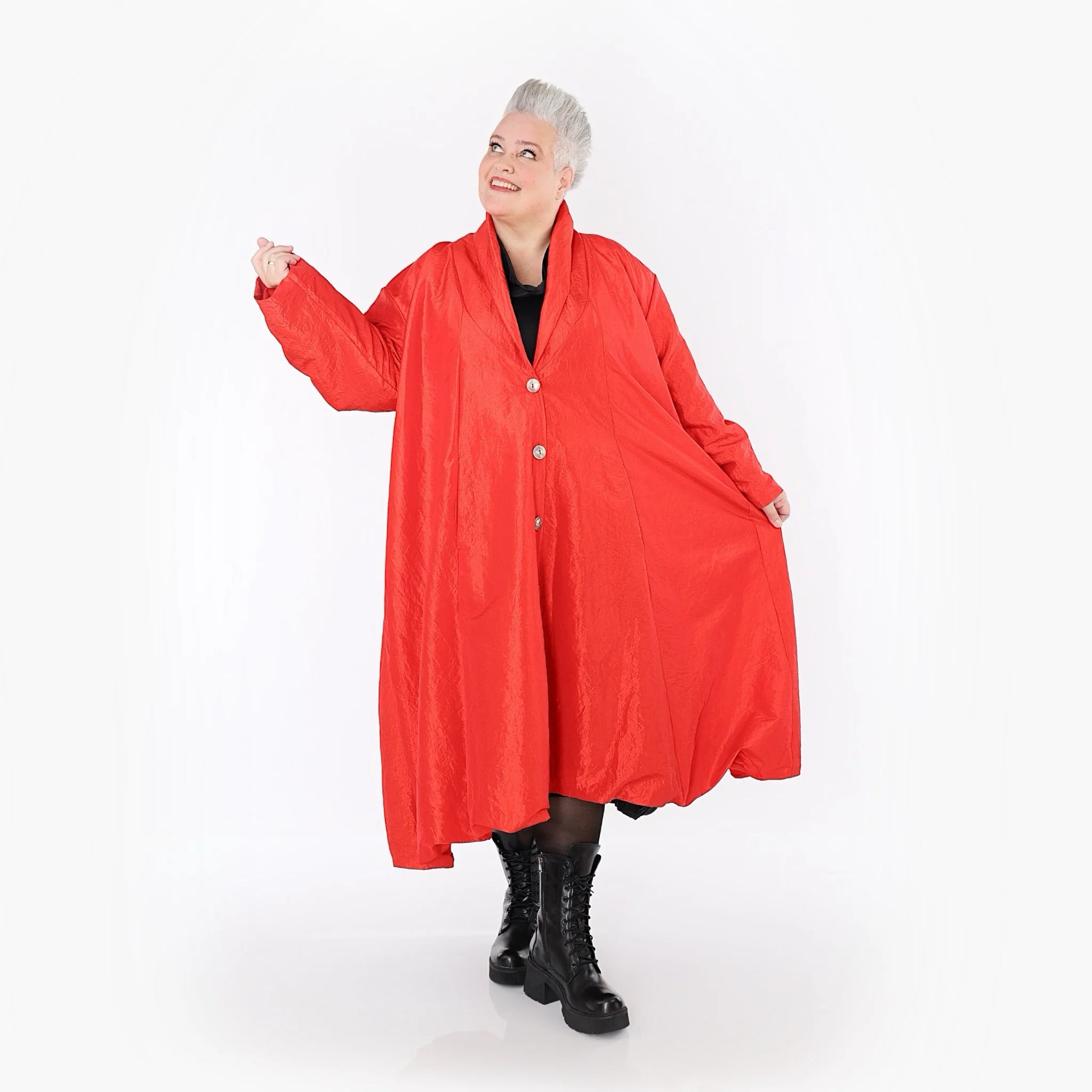  A-Form Mantel von AKH Premium aus Viskose, P106167, Rot, Ausgefallen, Zeitlos, Schick