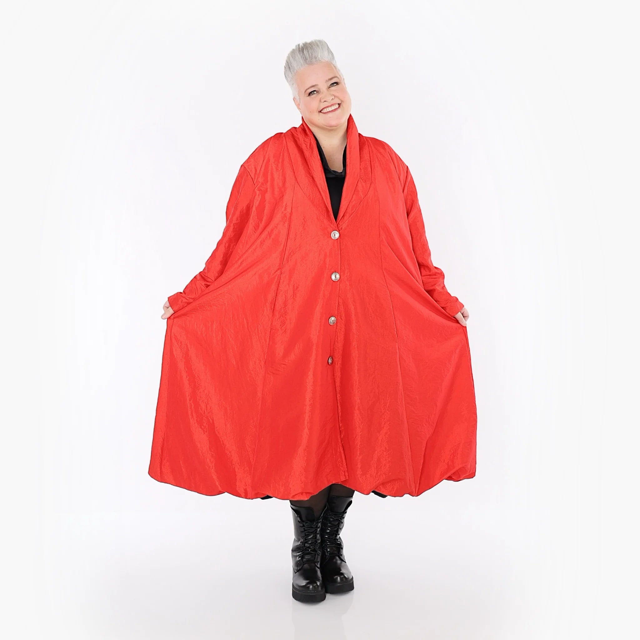  A-Form Mantel von AKH Premium aus Viskose, P106167, Rot, Ausgefallen, Zeitlos, Schick