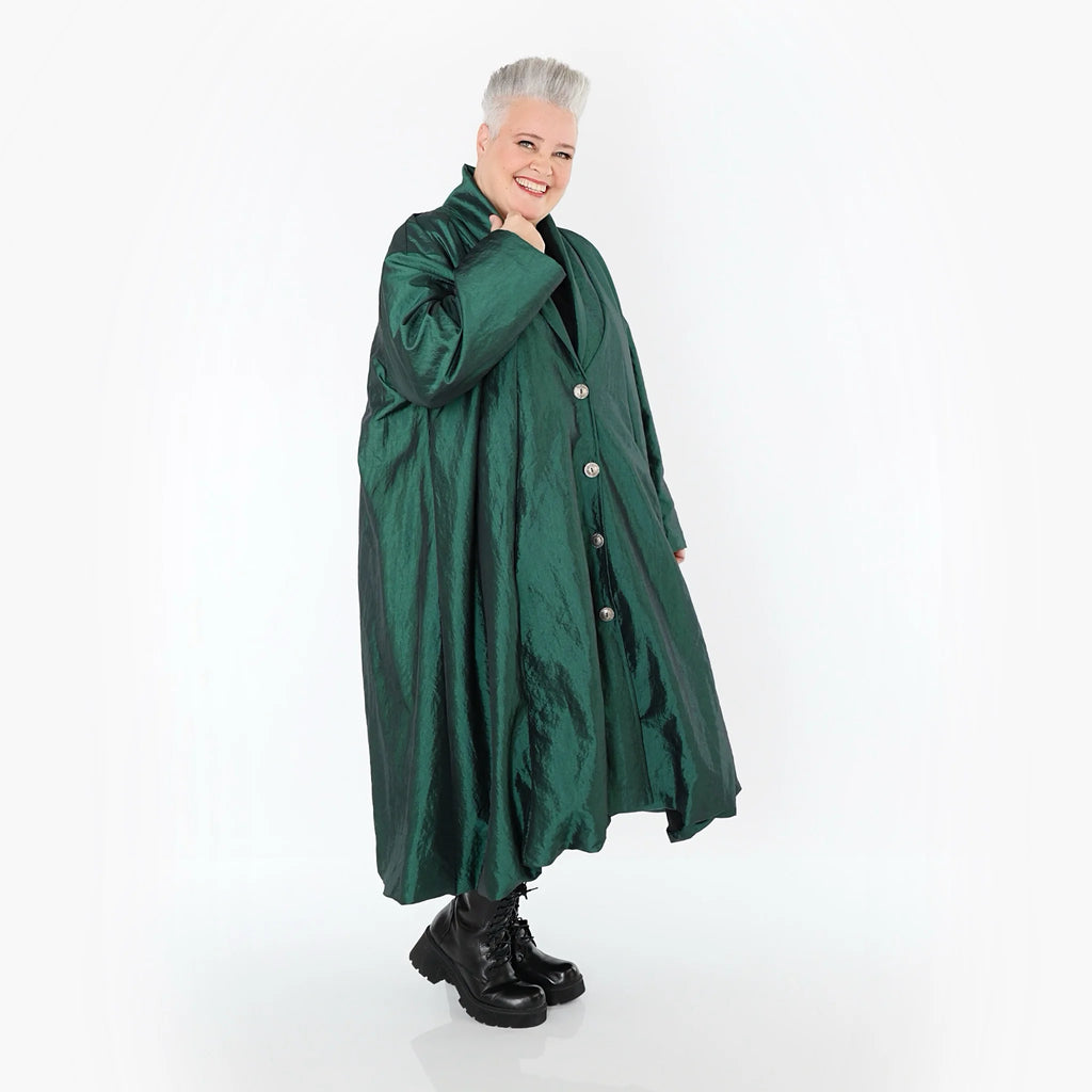  A-Form Mantel von AKH Premium aus Viskose, P106167, Smaragd, Ausgefallen, Zeitlos, Schick
