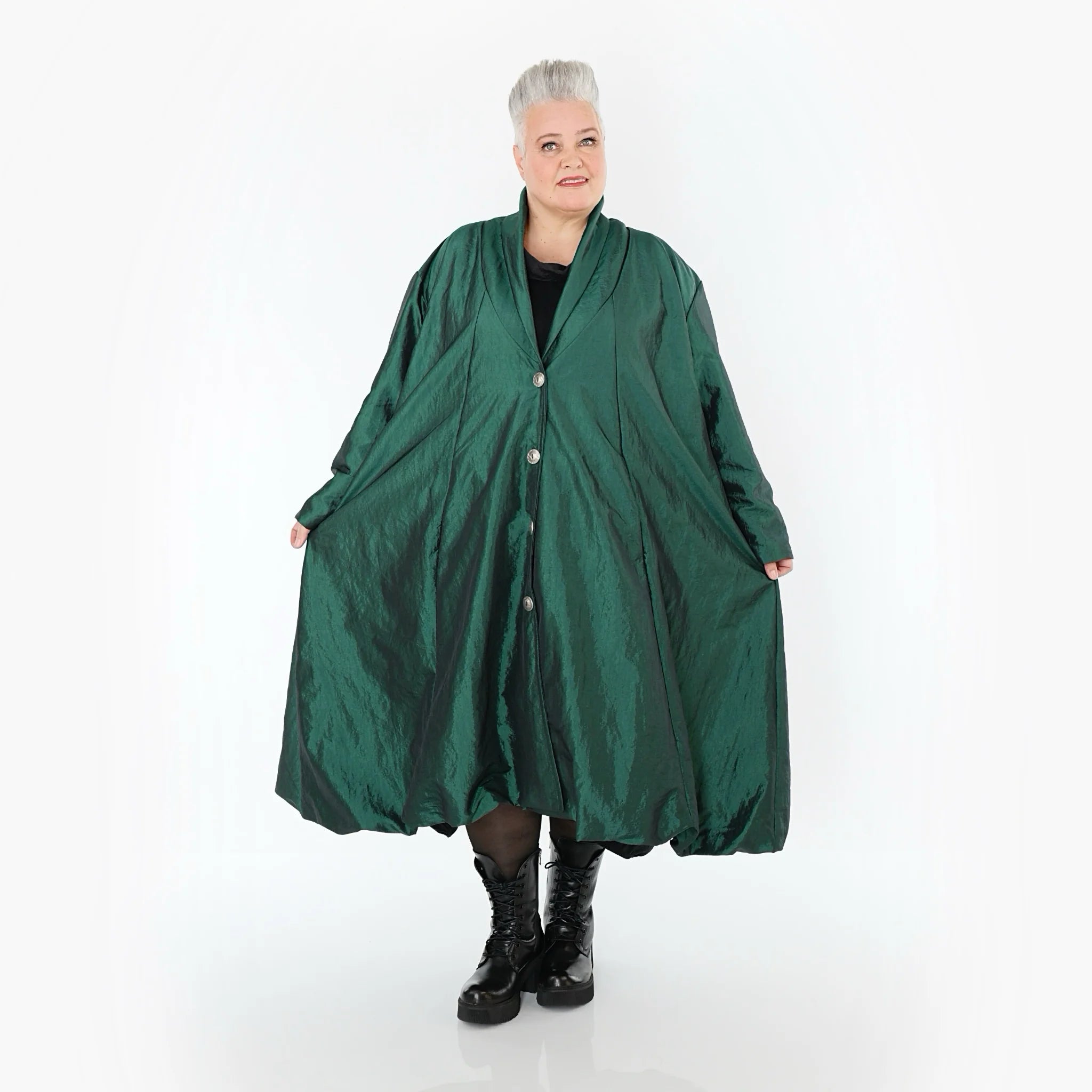  A-Form Mantel von AKH Premium aus Viskose, P106167, Smaragd, Ausgefallen, Zeitlos, Schick