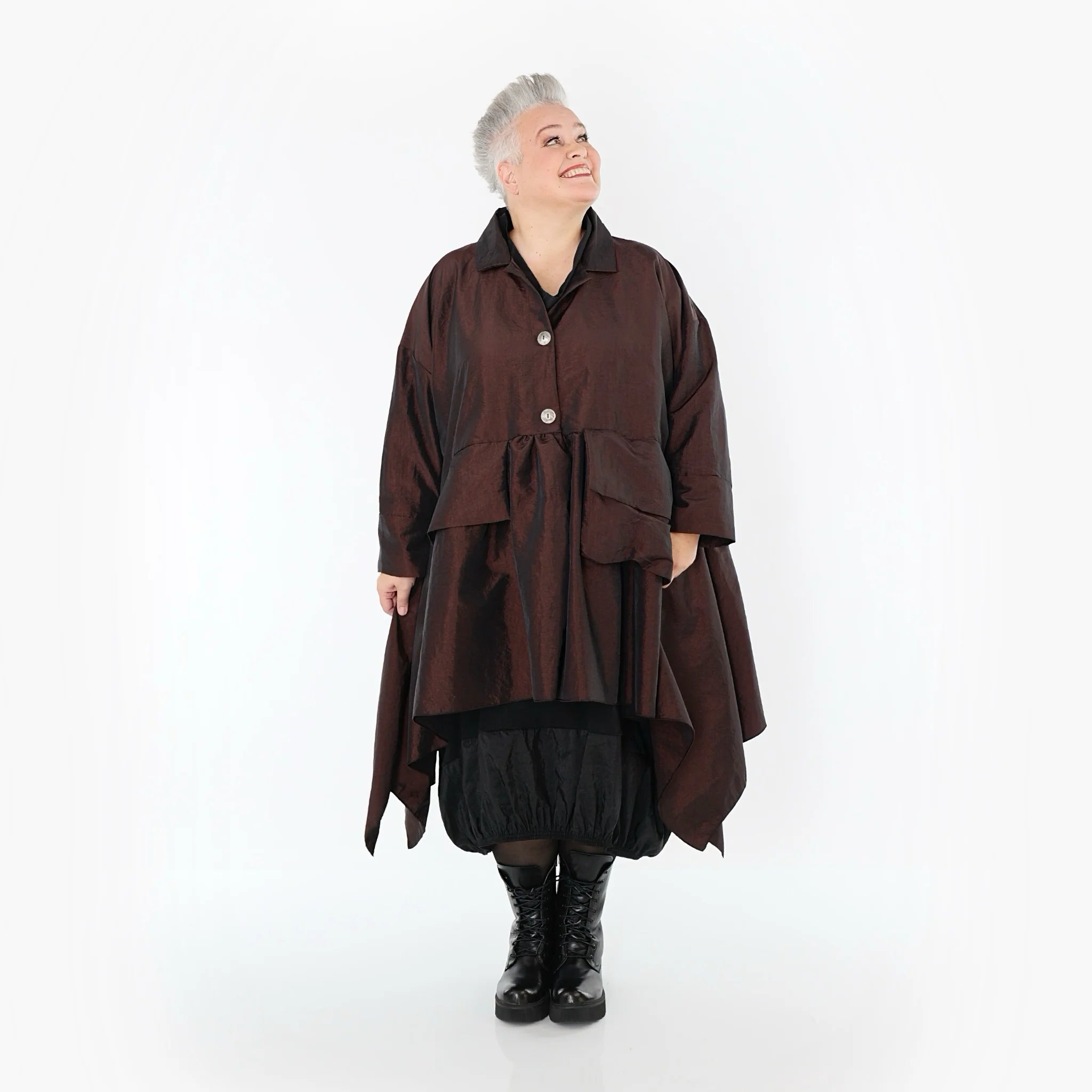  A-Form Jacke von AKH Premium aus Viskose, P107147, Braun, Ausgefallen, Zeitlos, Schick