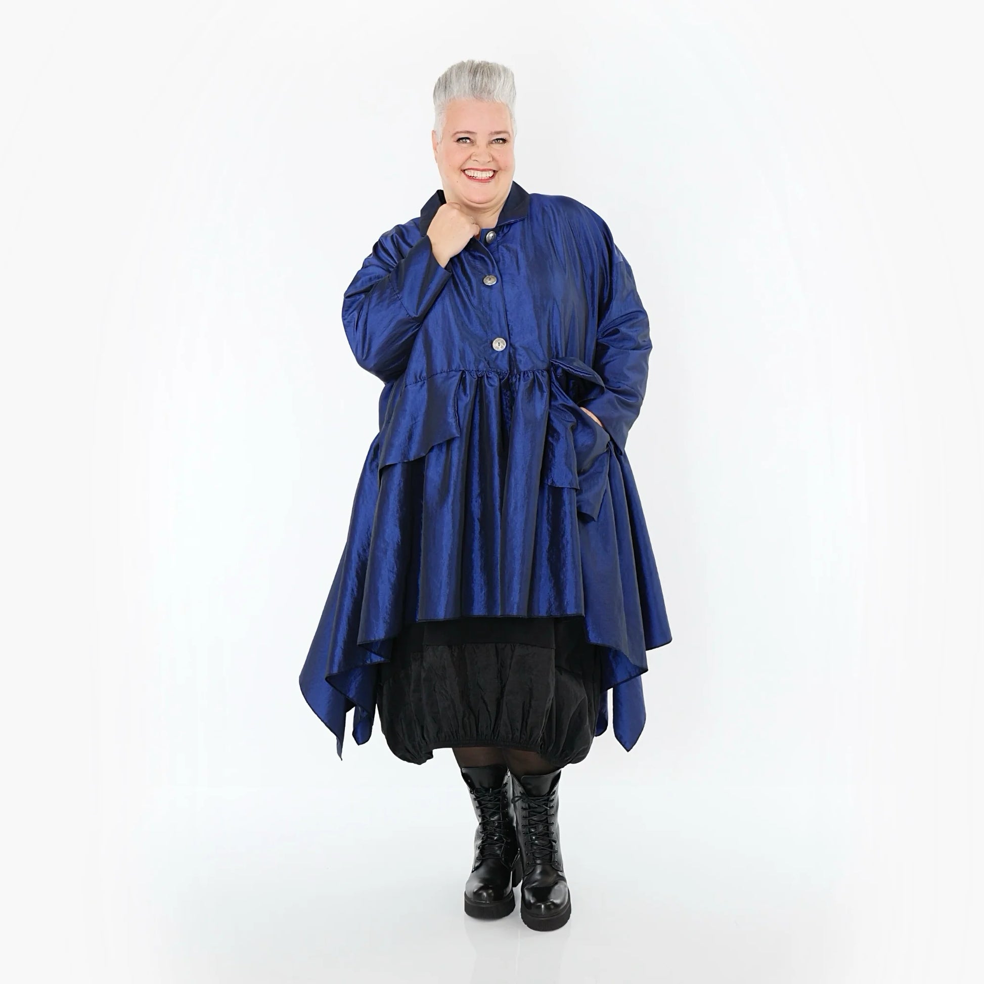  A-Form Jacke von AKH Premium aus Viskose, P107147, Royalblau, Ausgefallen, Zeitlos, Schick